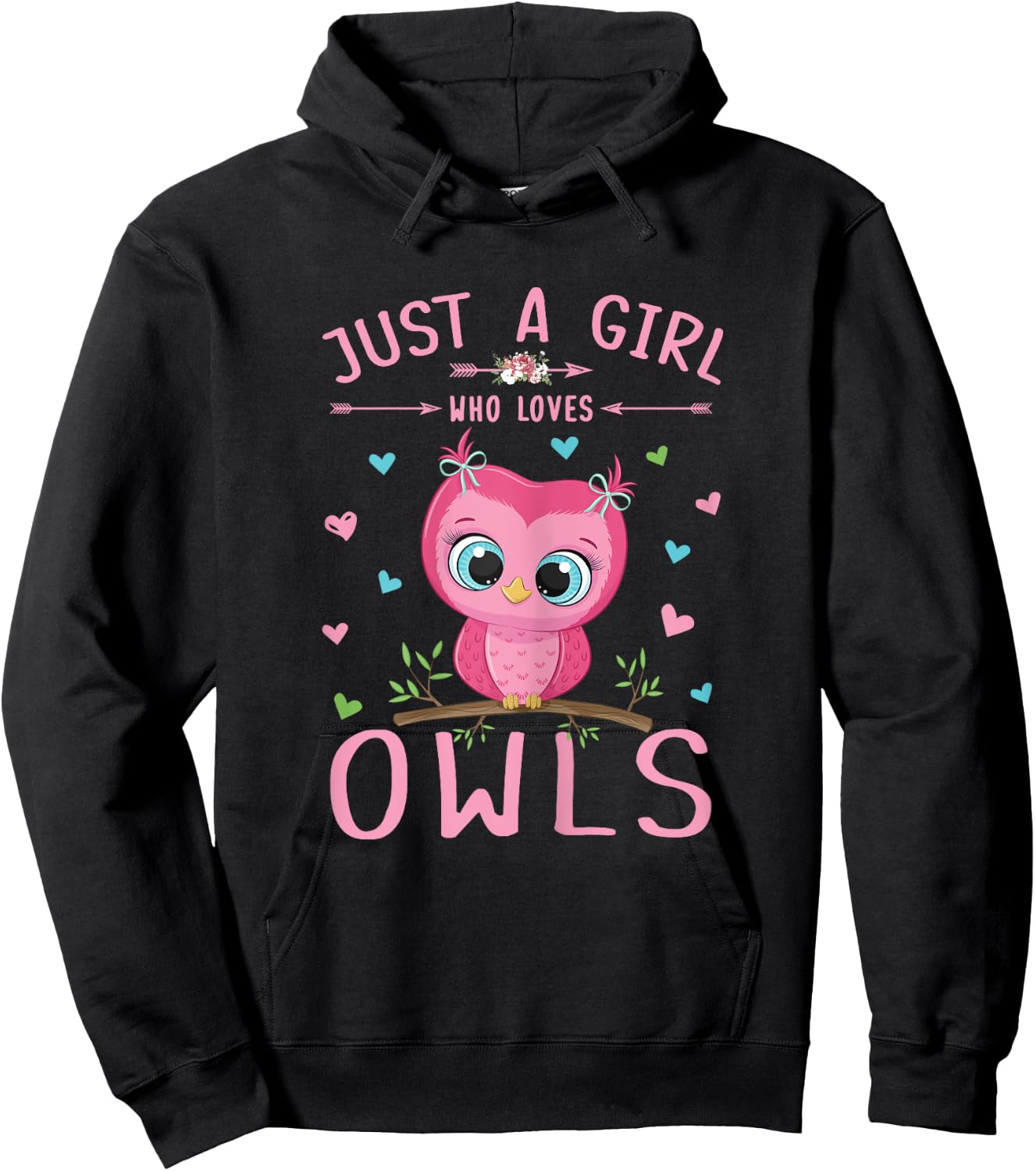 Just A Girl Who Loves Owls Shirt Cute Owl Lover Girls Gifts Hoodie - Hoodie | Black