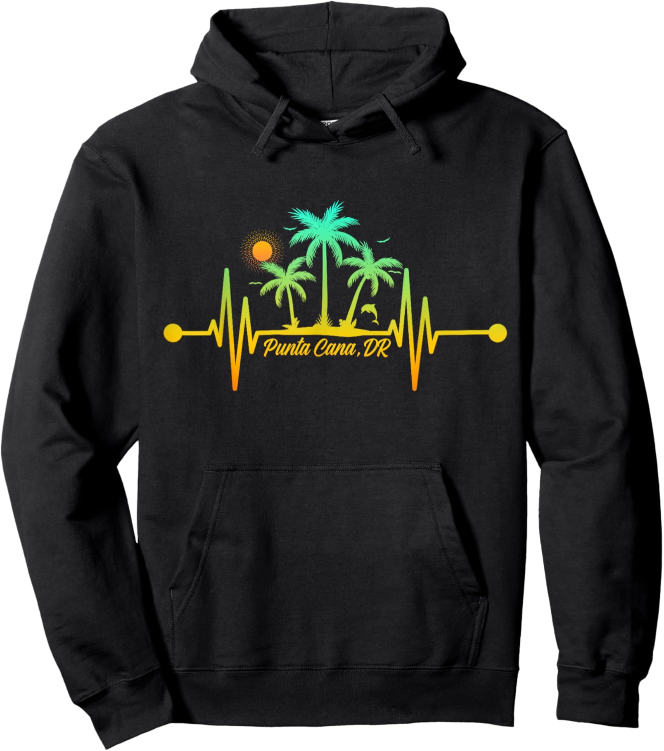 Punta Cana Heartbeat Shirt Dominican Republic Vacation Trip Hoodie - Hoodie | Black