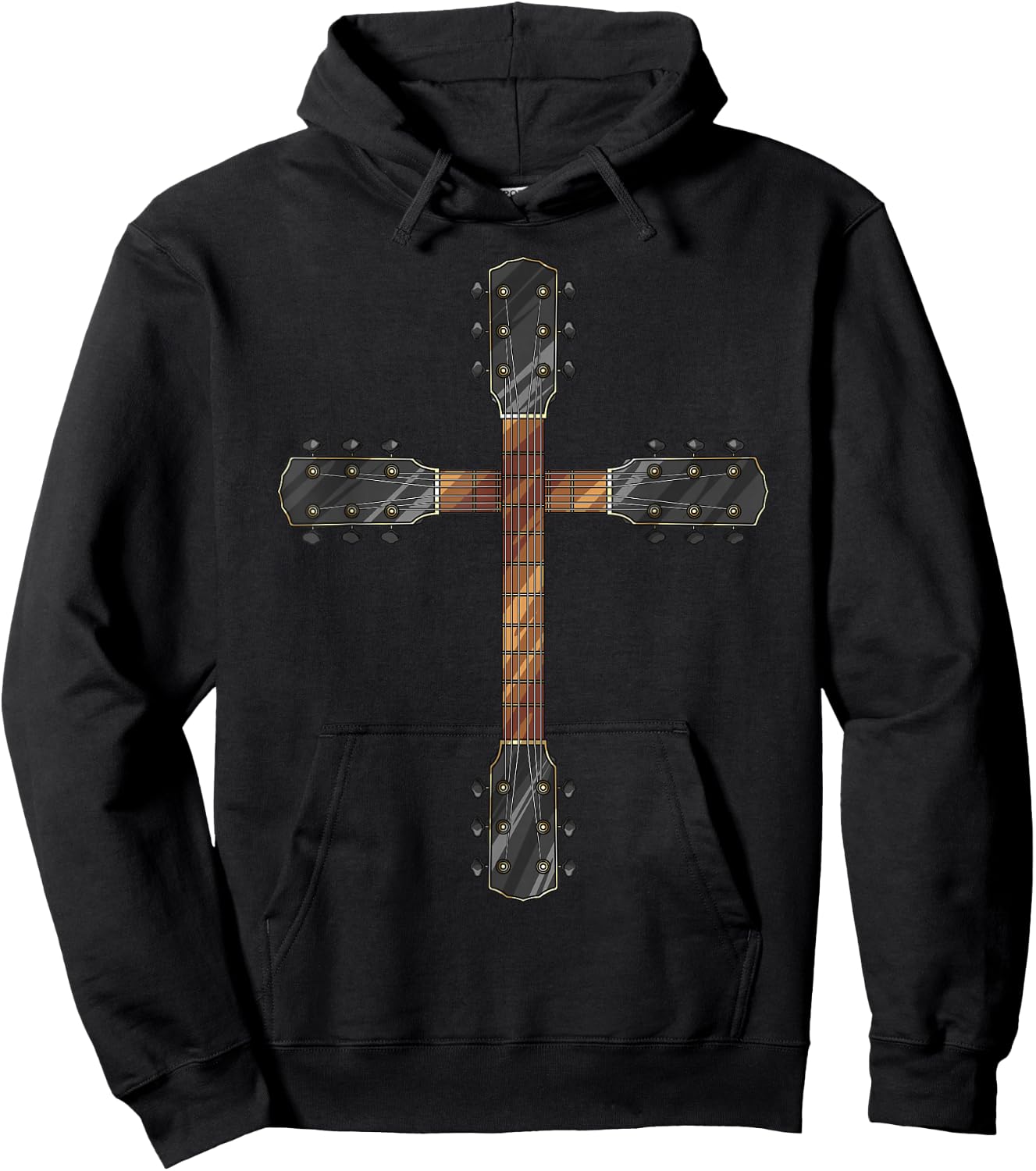 Cute Faith Christian Guitar Cross | Funny Musician Gift -Adults, Black, Short Sleeve, Medium Hoodie - Hoodie | Black
