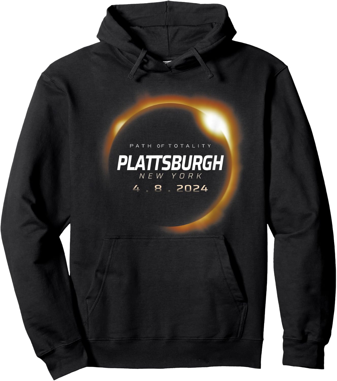 Total Solar Eclipse 2024 Plattsburgh New York April 8 2024 Hoodie - Hoodie | Black