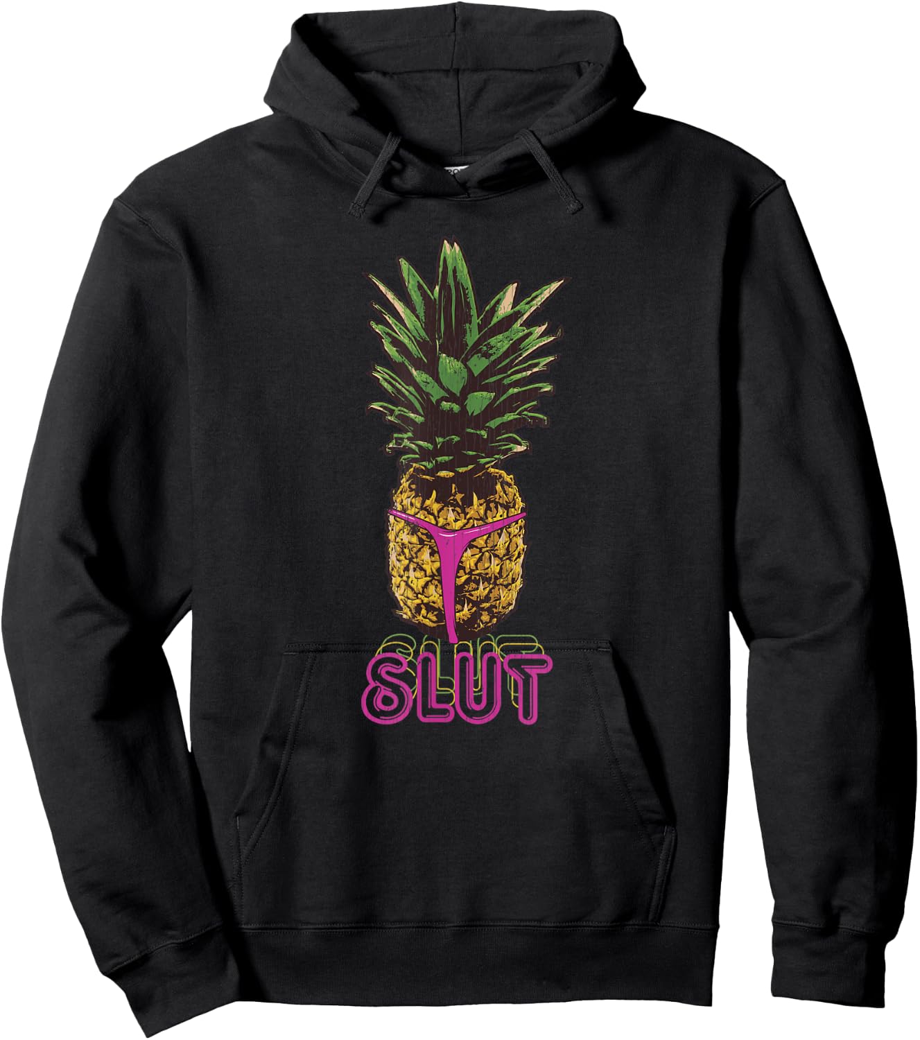 Vintage Tropical Pineapple Slut Hoodie - Hoodie | Black