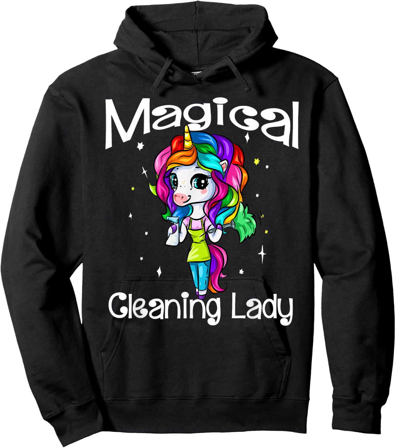 Magical Cleaning Lady Unicorn Girl Housekeeping Maid Service Hoodie - Hoodie | Black