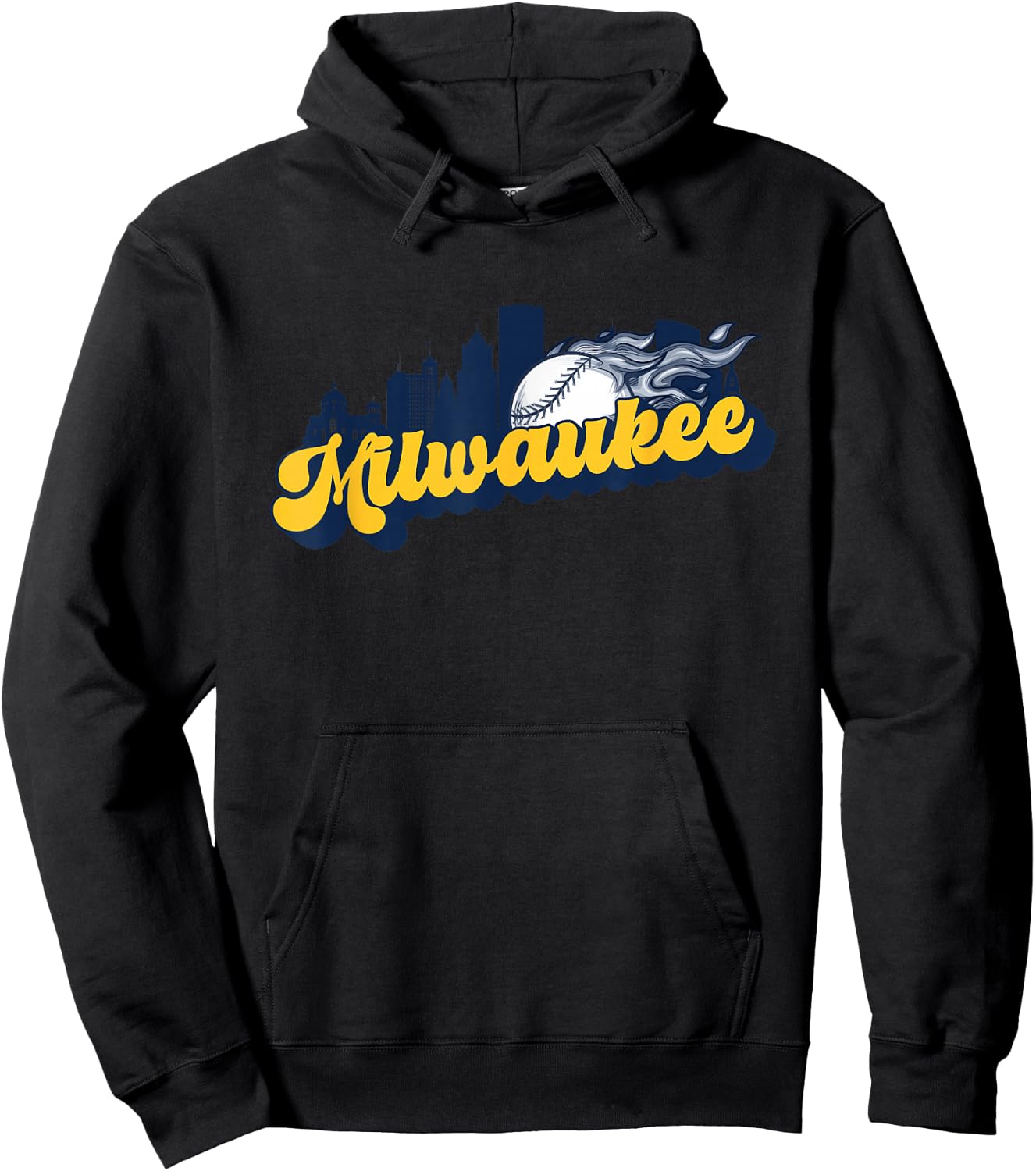 Milwaukee Baseball Vintage City Skyline Retro Baseball Lover Hoodie - Hoodie | Black