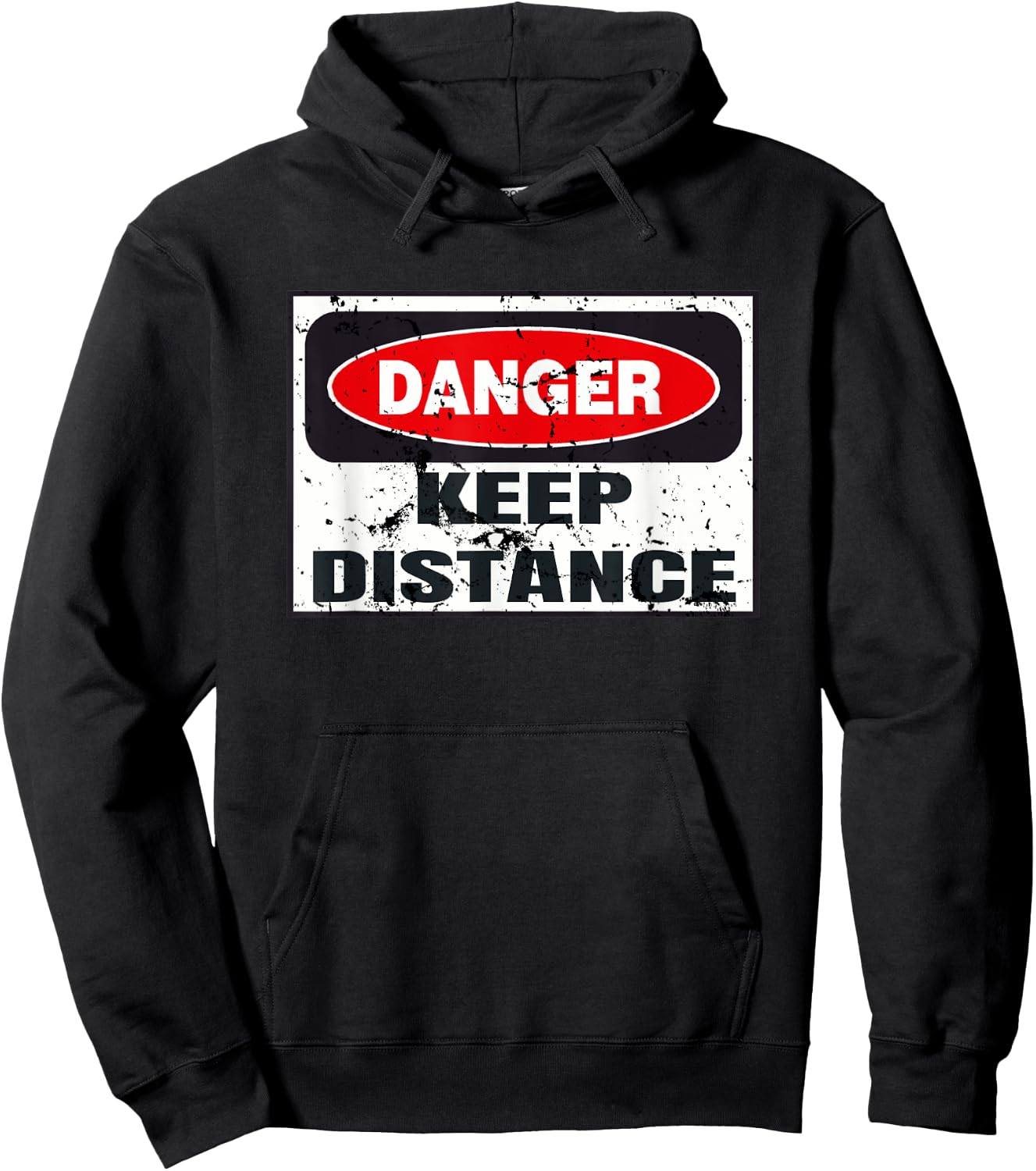 Danger Keep Distance Graphic Funny Vintage Warning Sign Gift Hoodie - Hoodie | Black
