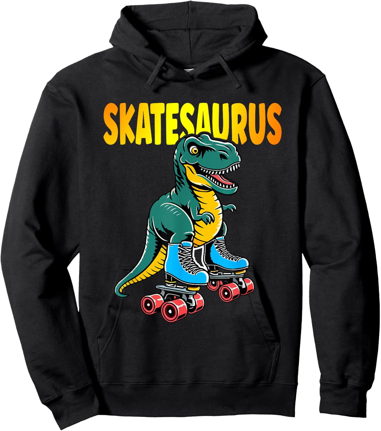 Skate Dinosaurs Roller Skating Skatesaurus Roller Dino Hoodie - Hoodie | Black