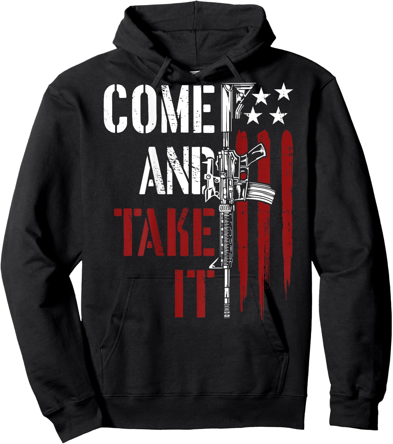 Come And Take It Gun Rights AR-15 American Flag On Back Hoodie - Hoodie | Black