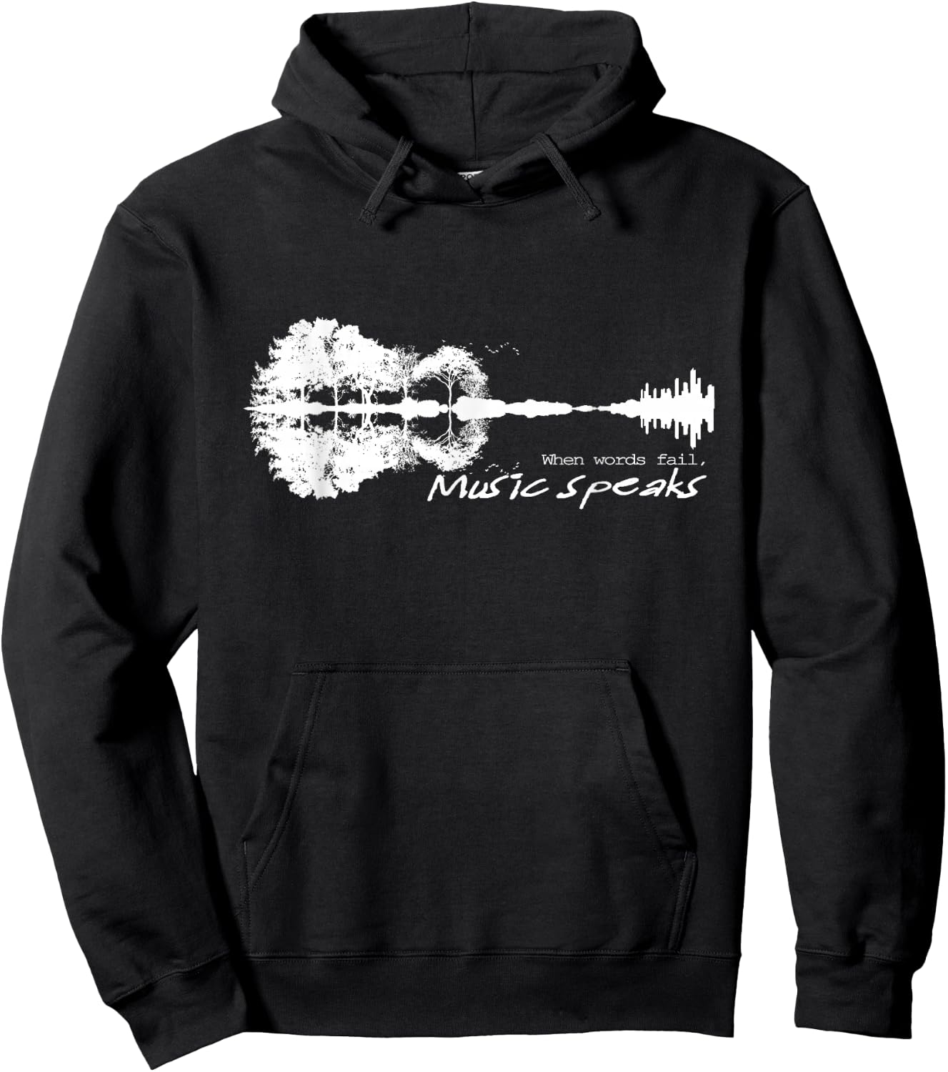 When Words Fail Music Speaks Guitar Music Literary Quote Hoodie - Hoodie | Black