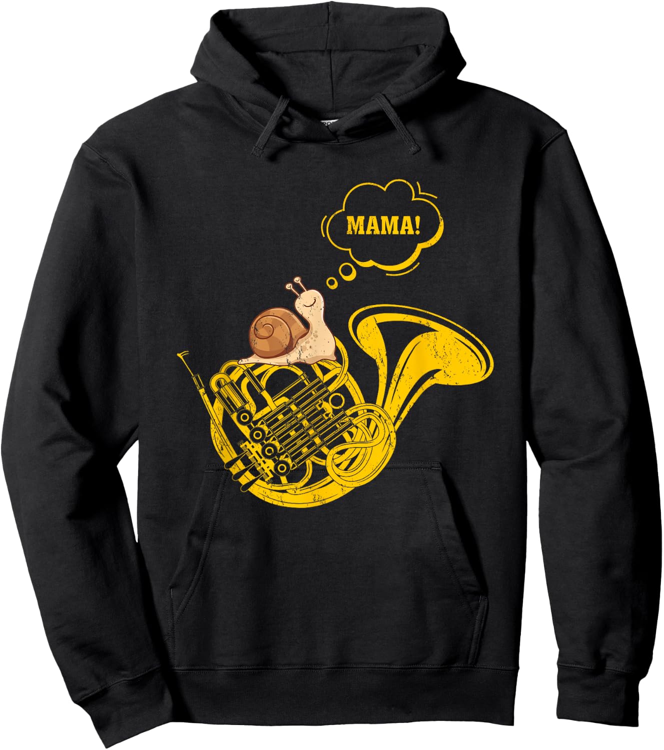 French Horn Snail Mama Funny French Horn Music Player Hoodie - Hoodie | Black