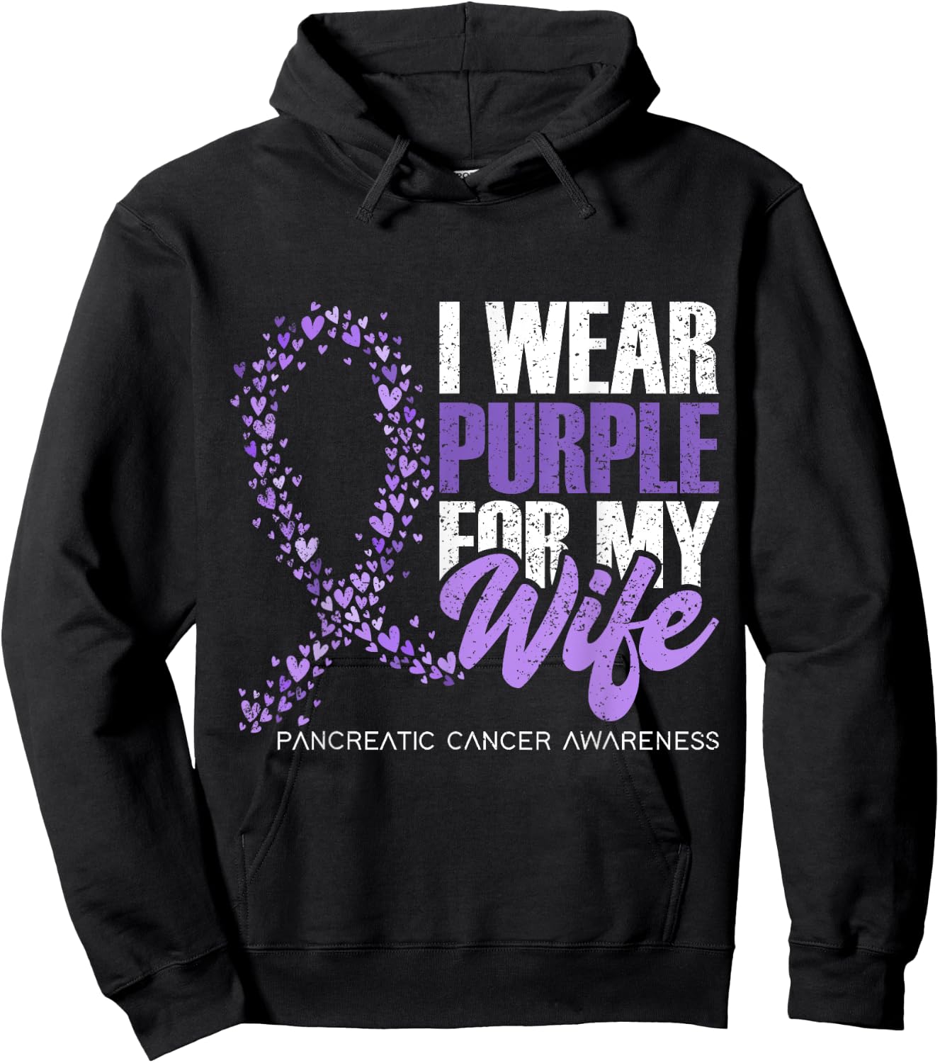 I Wear Purple For My Wife Pancreatic Cancer Awareness Hoodie - Hoodie | Black