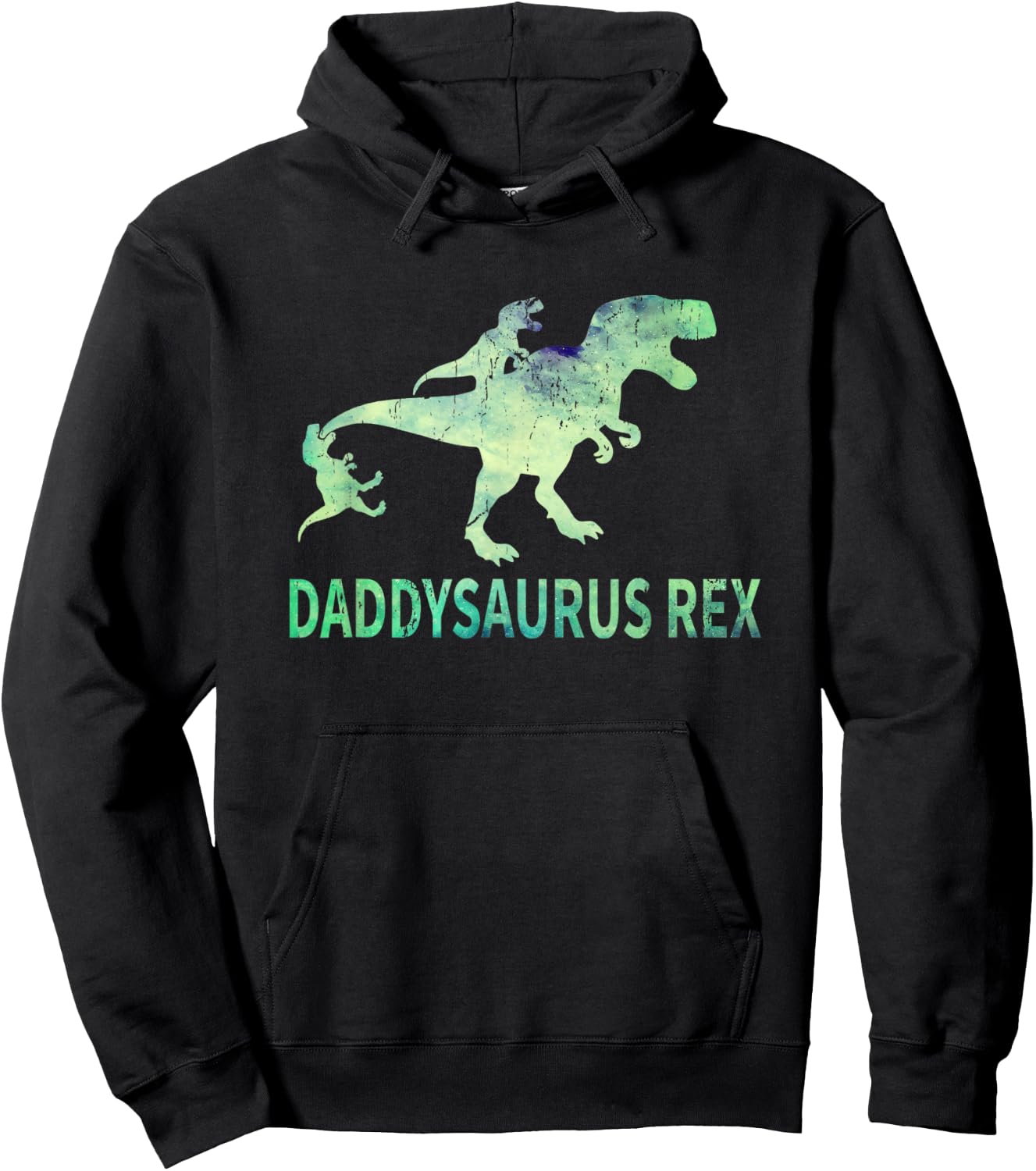 Daddysaurus T Rex Dinosaur Daddy Saurus Dad 2 Two Kids Dino Hoodie - Hoodie | Black