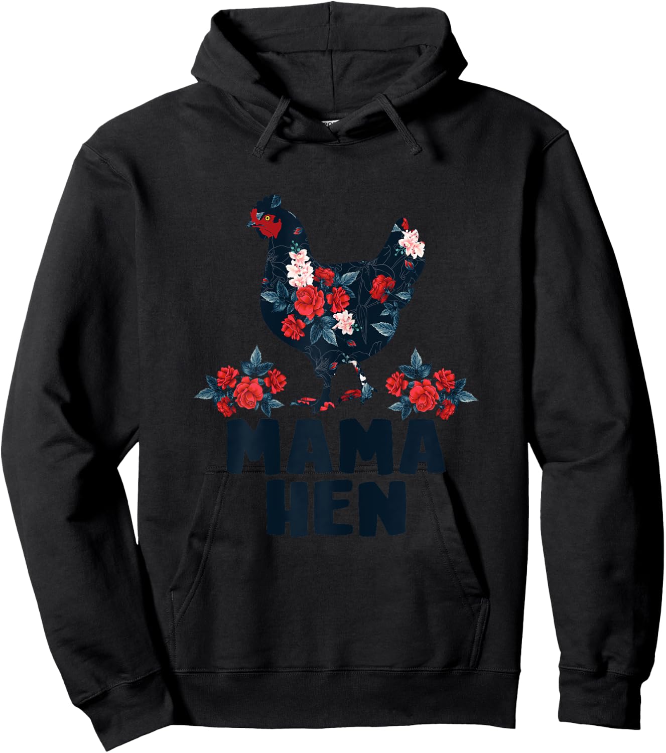 Mama Hen Funny Mother's Day Chicken Mom Farmer Farm Hoodie - Hoodie | Black