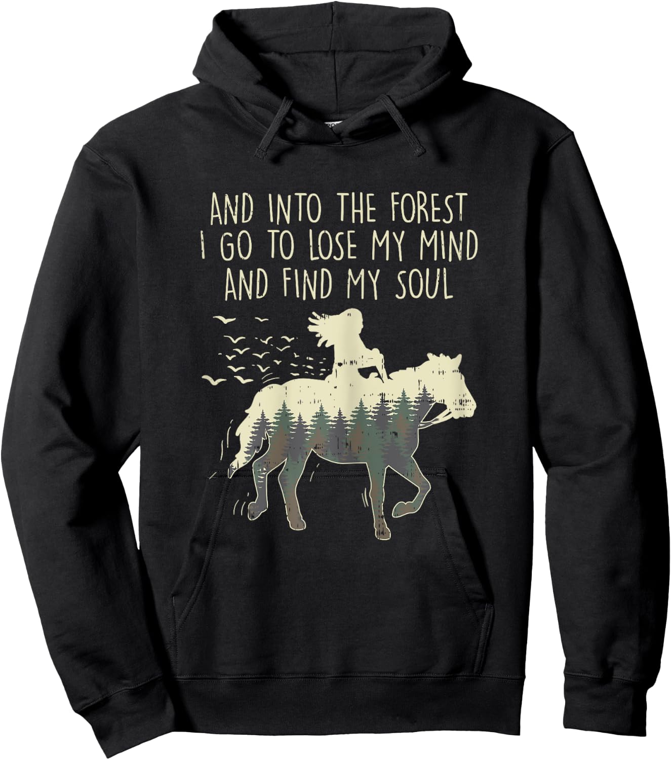 Into The Forest I Go Horse Horseback Riding Girls Women Gift Hoodie - Hoodie | Black