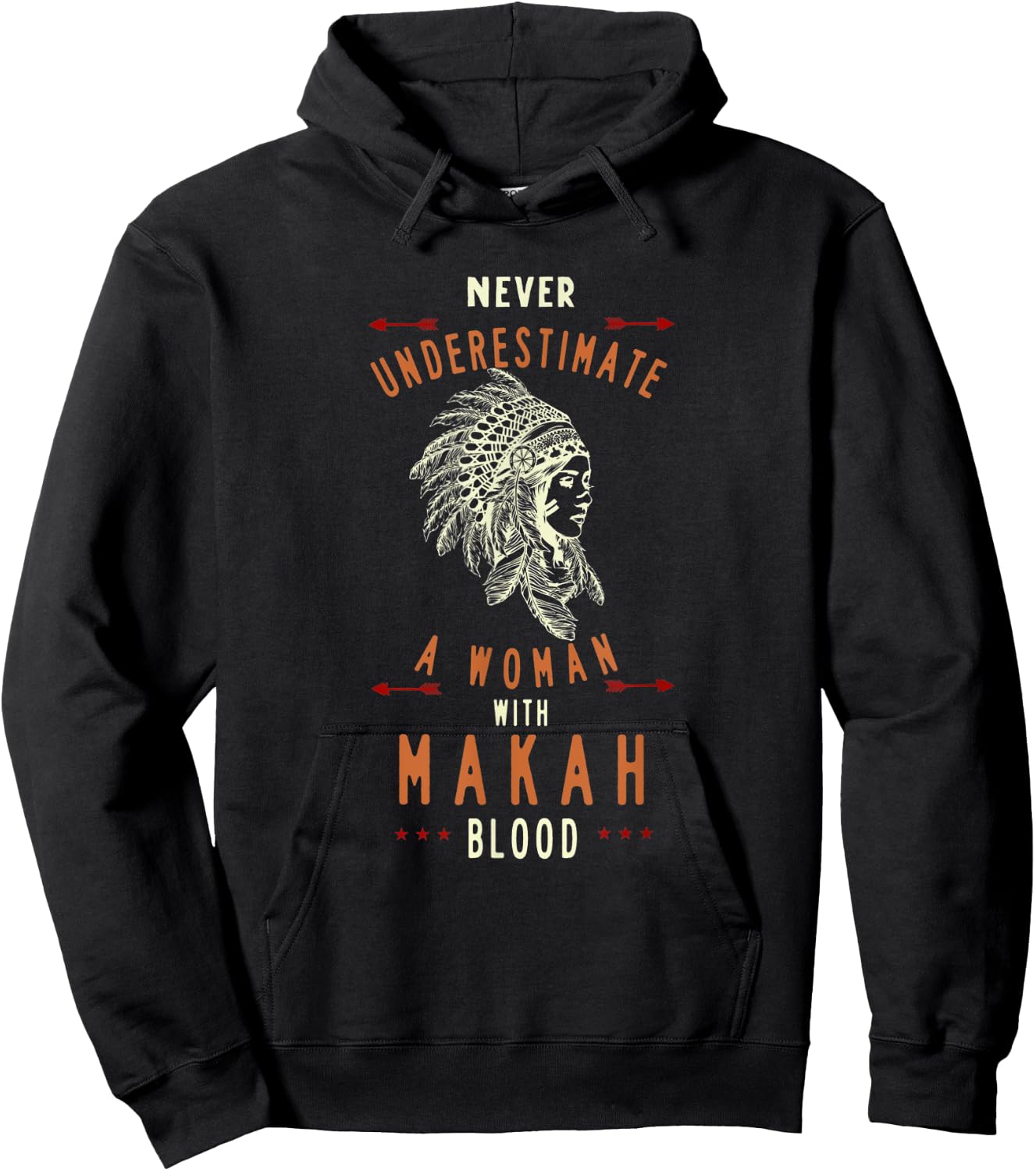 Makah Tribe Native American Indian Woman Never Underestimate Hoodie - Hoodie | Black