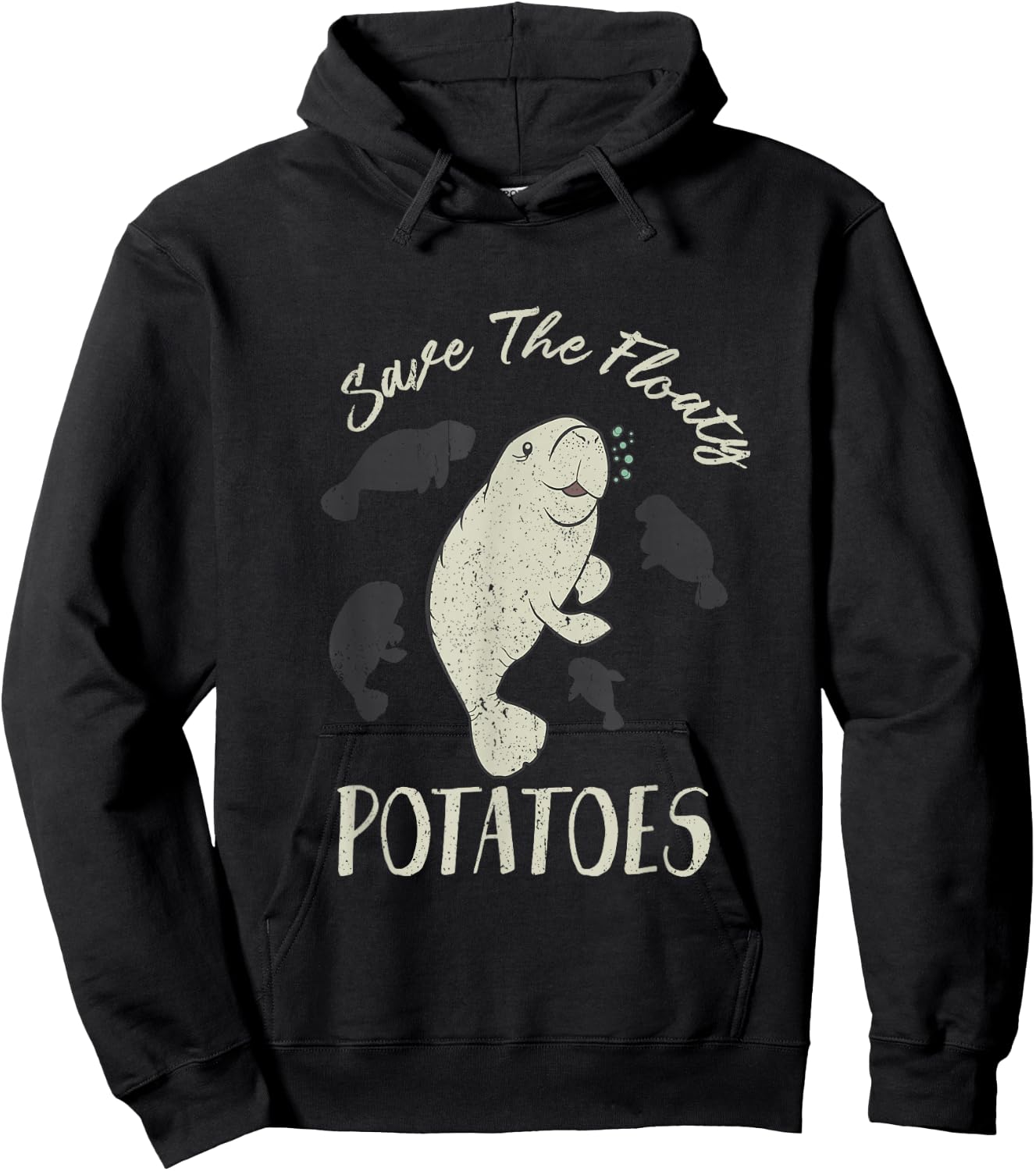 Save The Floaty Potatoes Sea Cow Manatee Hoodie - Hoodie | Black