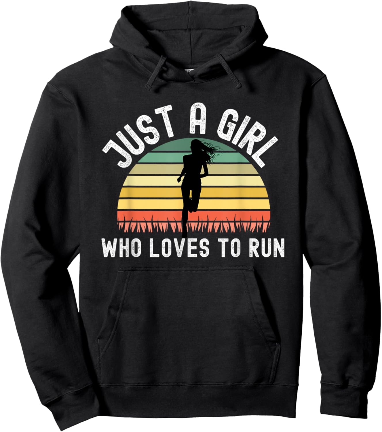Retro Vintage Just A Girl Who Loves To Run, Female Runner Hoodie - Hoodie | Black