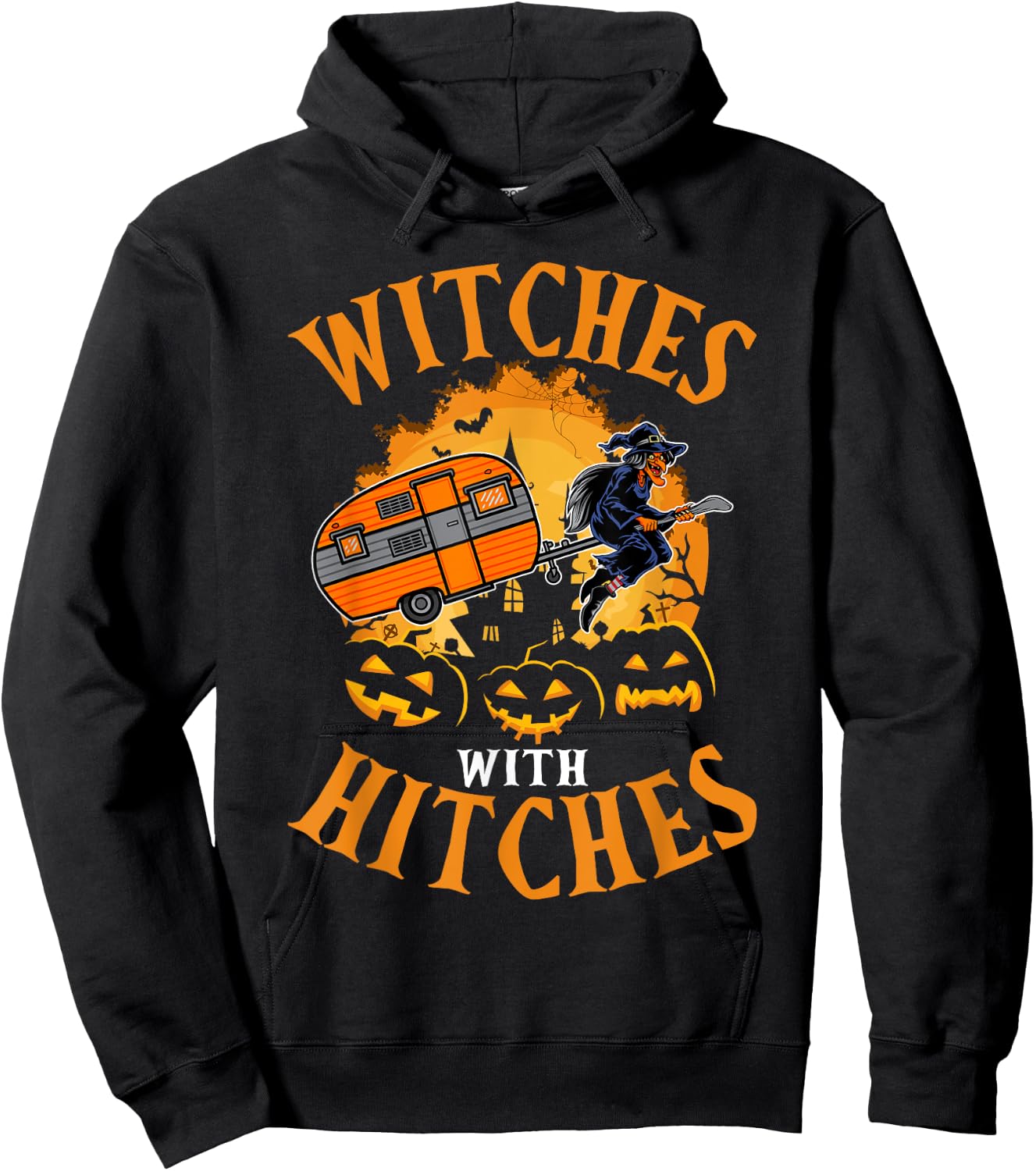 Witches With Hitches RV Camping Costume Idea Camper Hoodie - Hoodie | Black