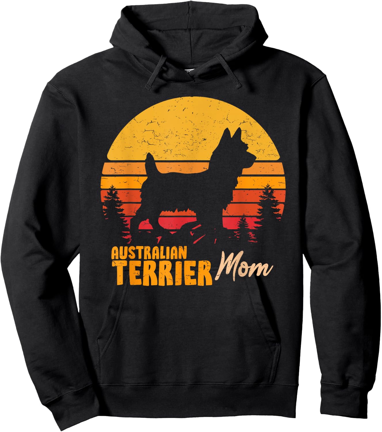 Australian Terrier Mom Mama Vintage Retro Dog Women Gift Hoodie - Hoodie | Black