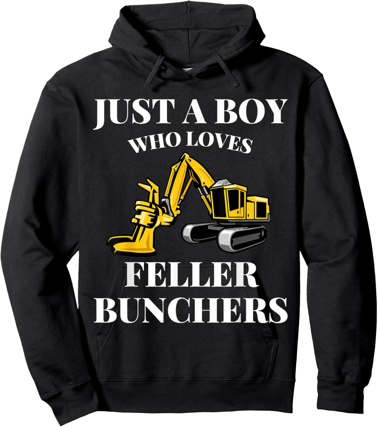Just A Boy Who Loves Feller Bunchers Construction Lover Hoodie - Hoodie | Black