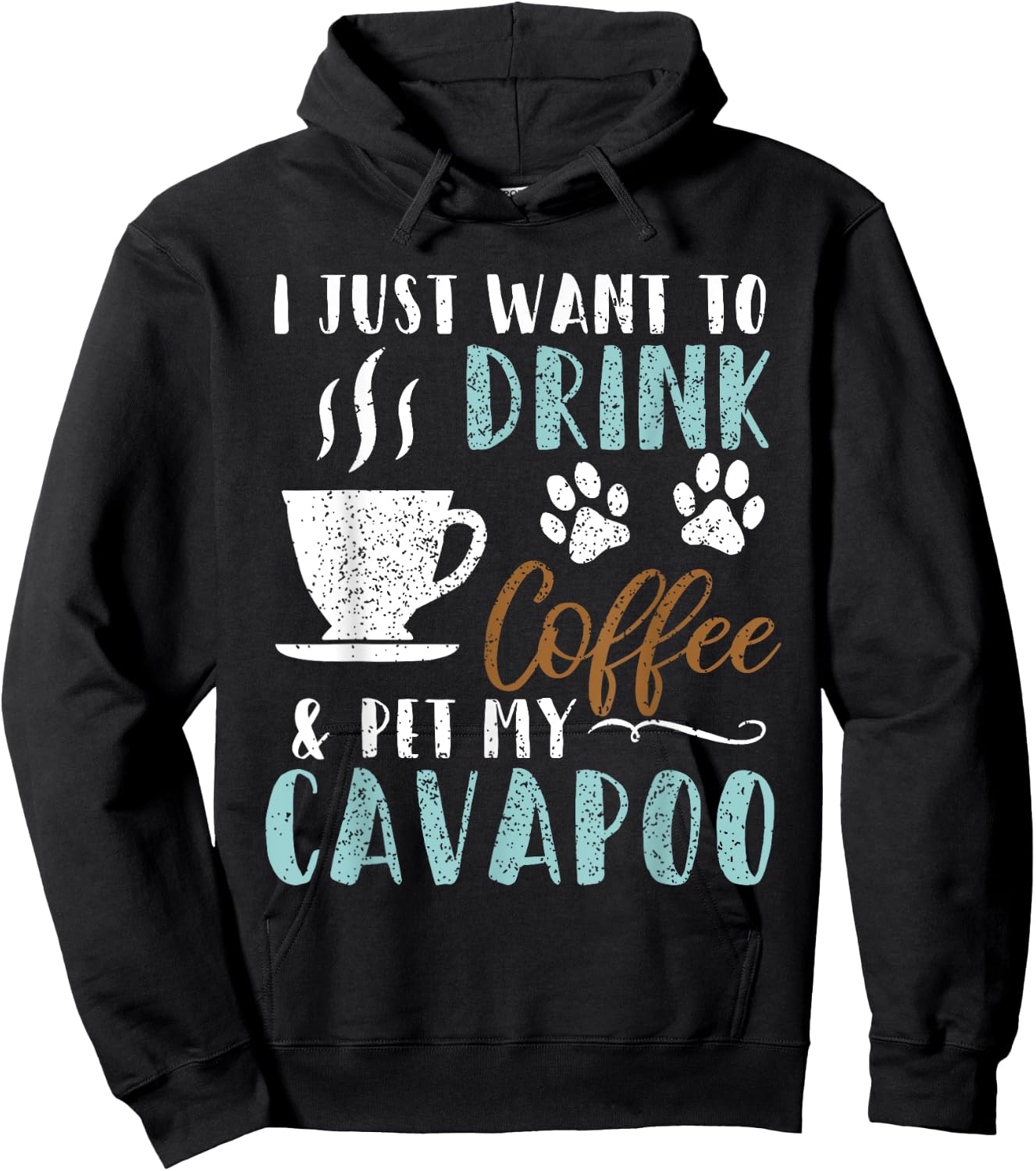 Funny Coffee and Pet My Cavapoo Dog Gift Hoodie - Hoodie | Black