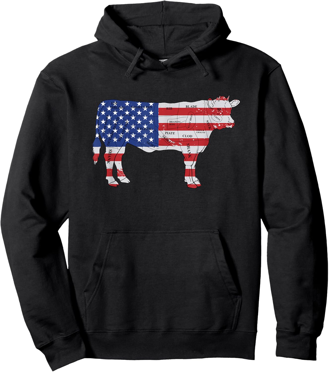American USA Flag BBQ - American Butcher - American Beef Hoodie - Hoodie | Black