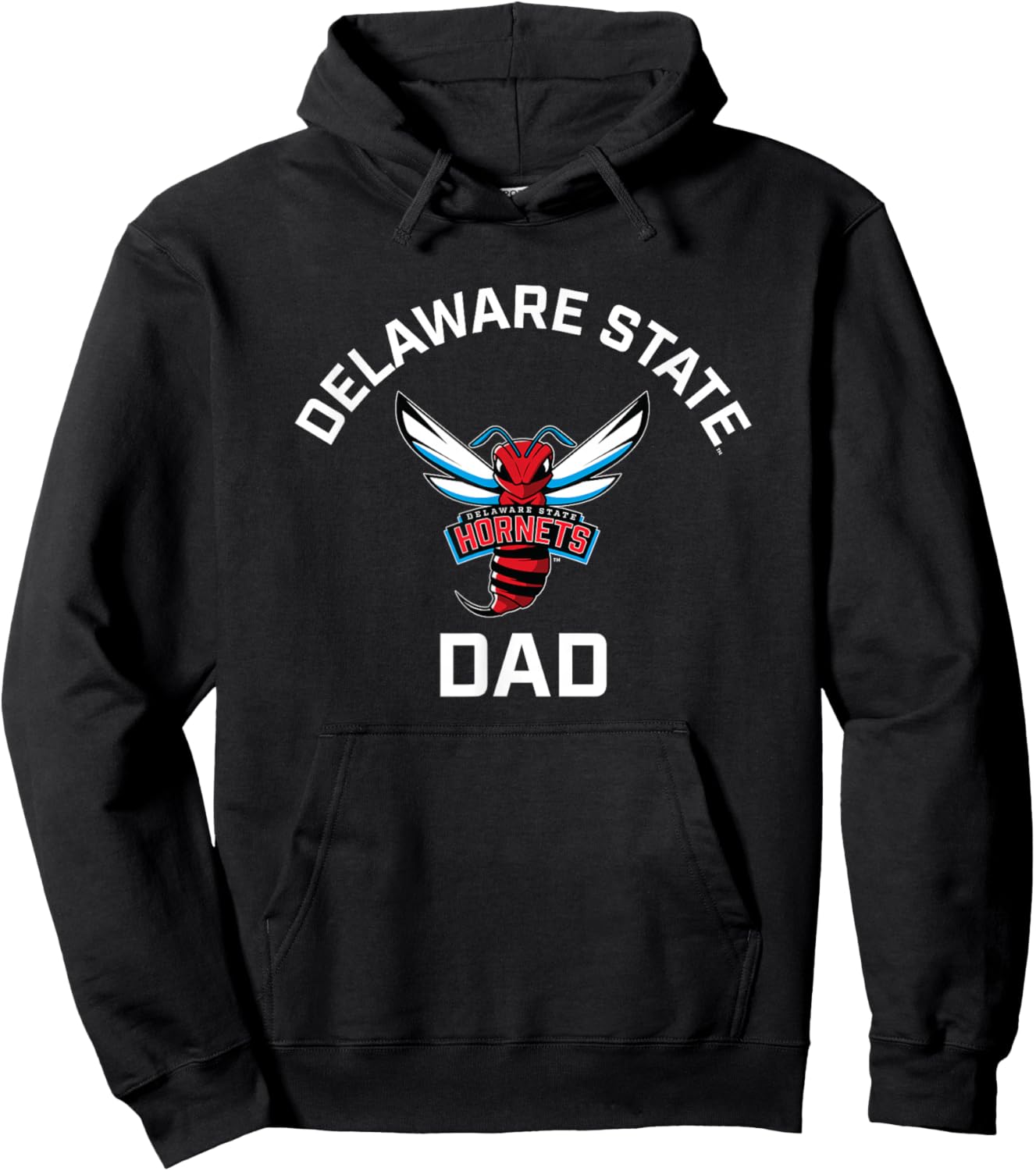 Delaware State University DSU Hornets Arched Dad Hoodie - Hoodie | Black