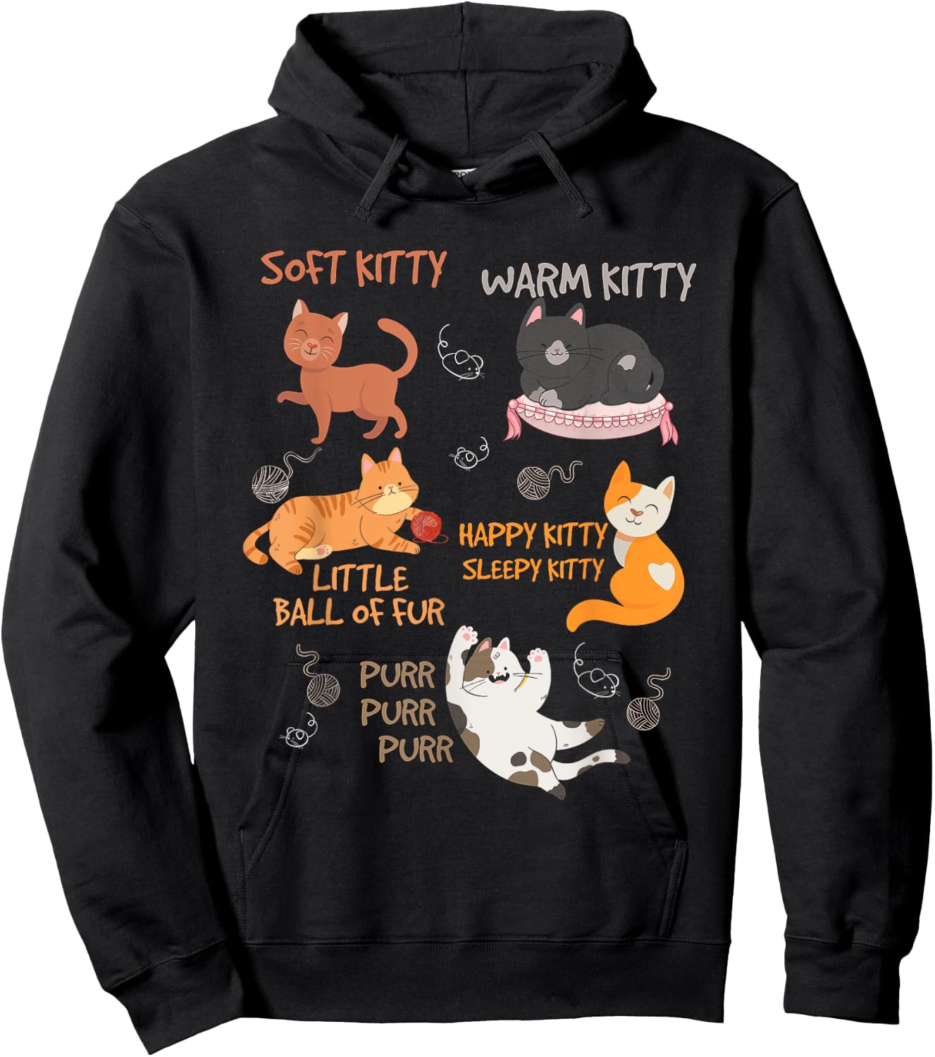 Soft Kitty Warn Kitty Ball Of Fur Sleepy Kitty Happy Kitty Hoodie - Hoodie | Black
