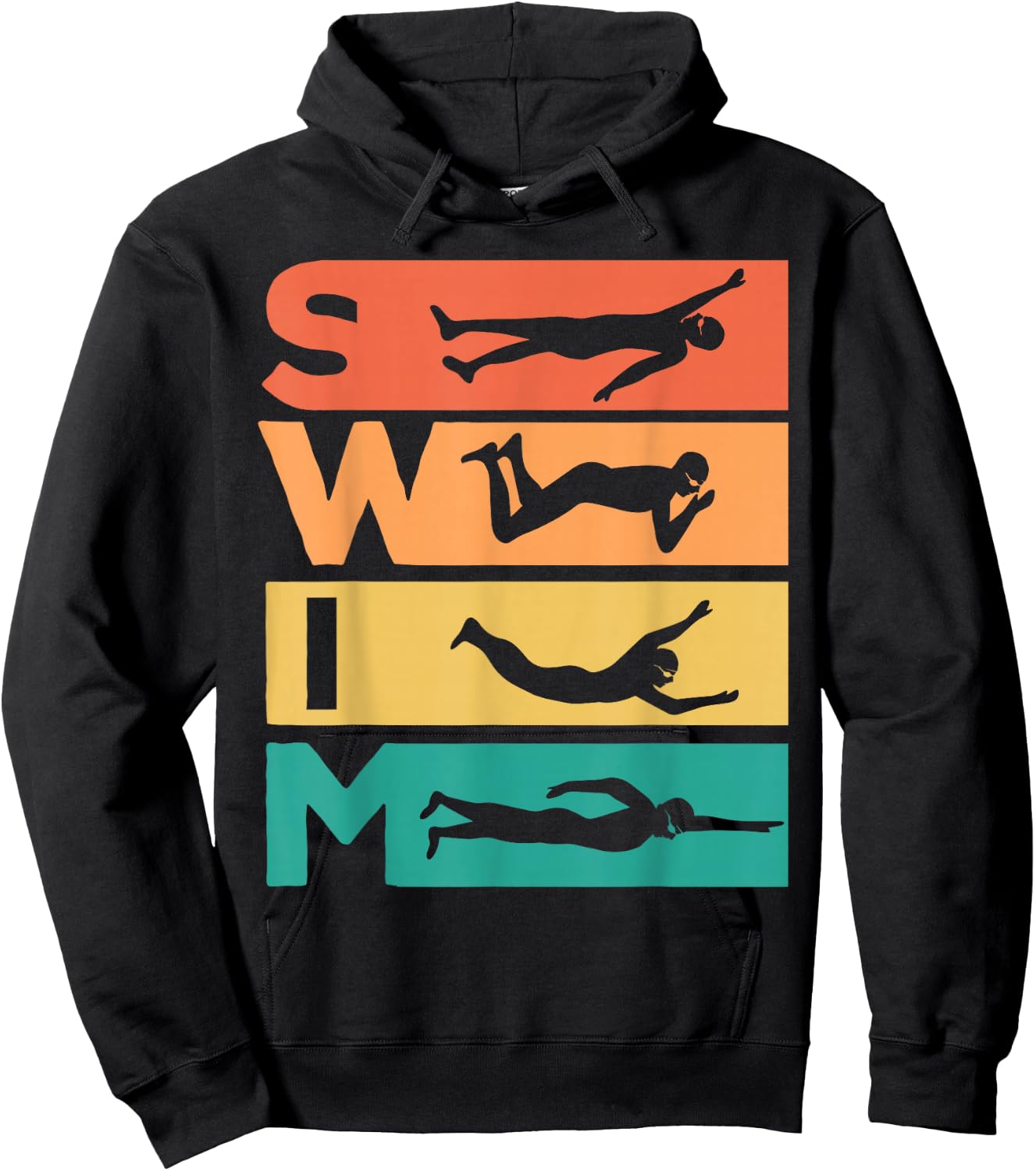 Retro Vintage Swimming Gift Swimmers Hoodie - Hoodie | Black
