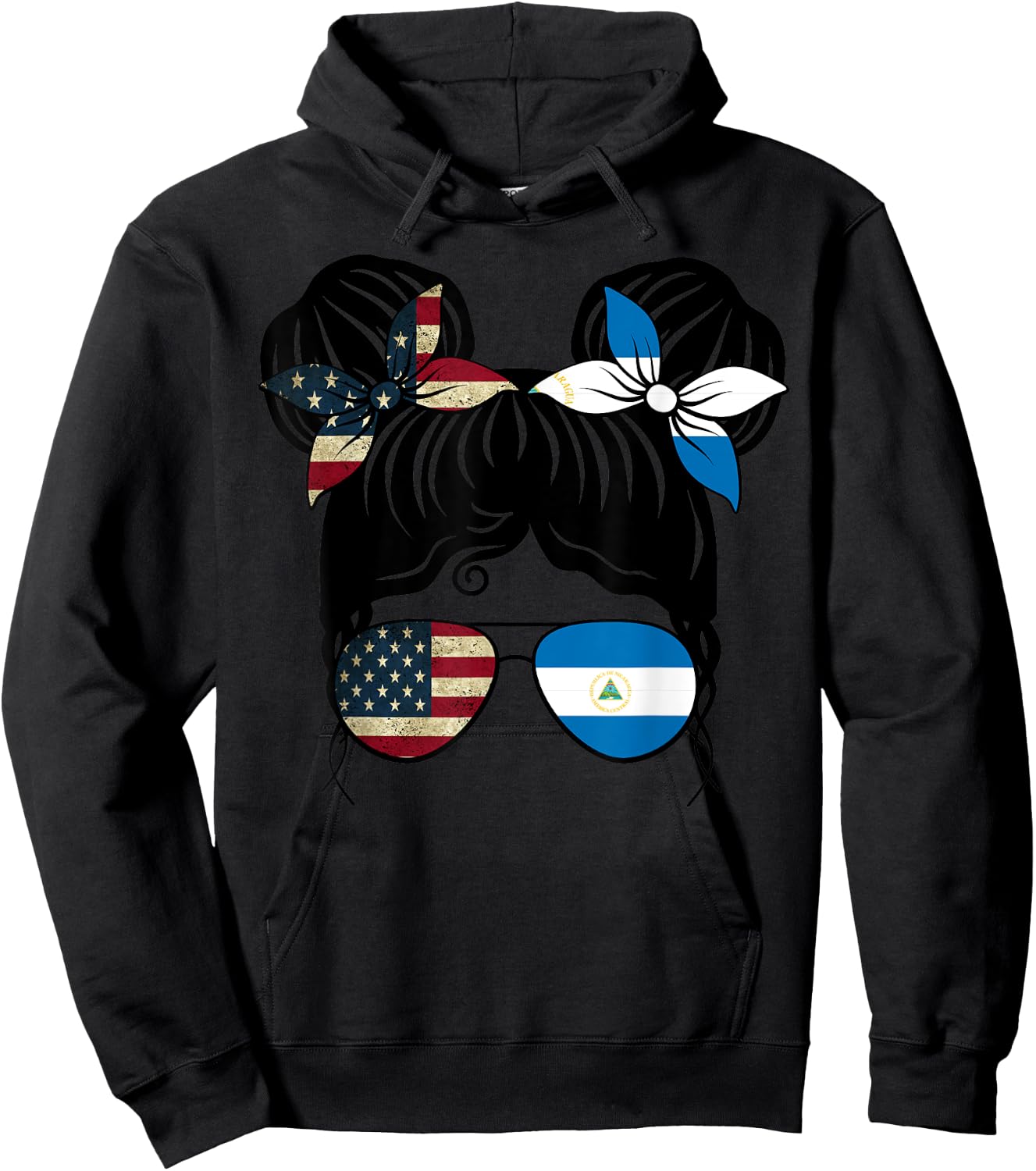 Half American Half Nicaraguan Girl USA Nicaragua Flag Kids Hoodie - Hoodie | Black