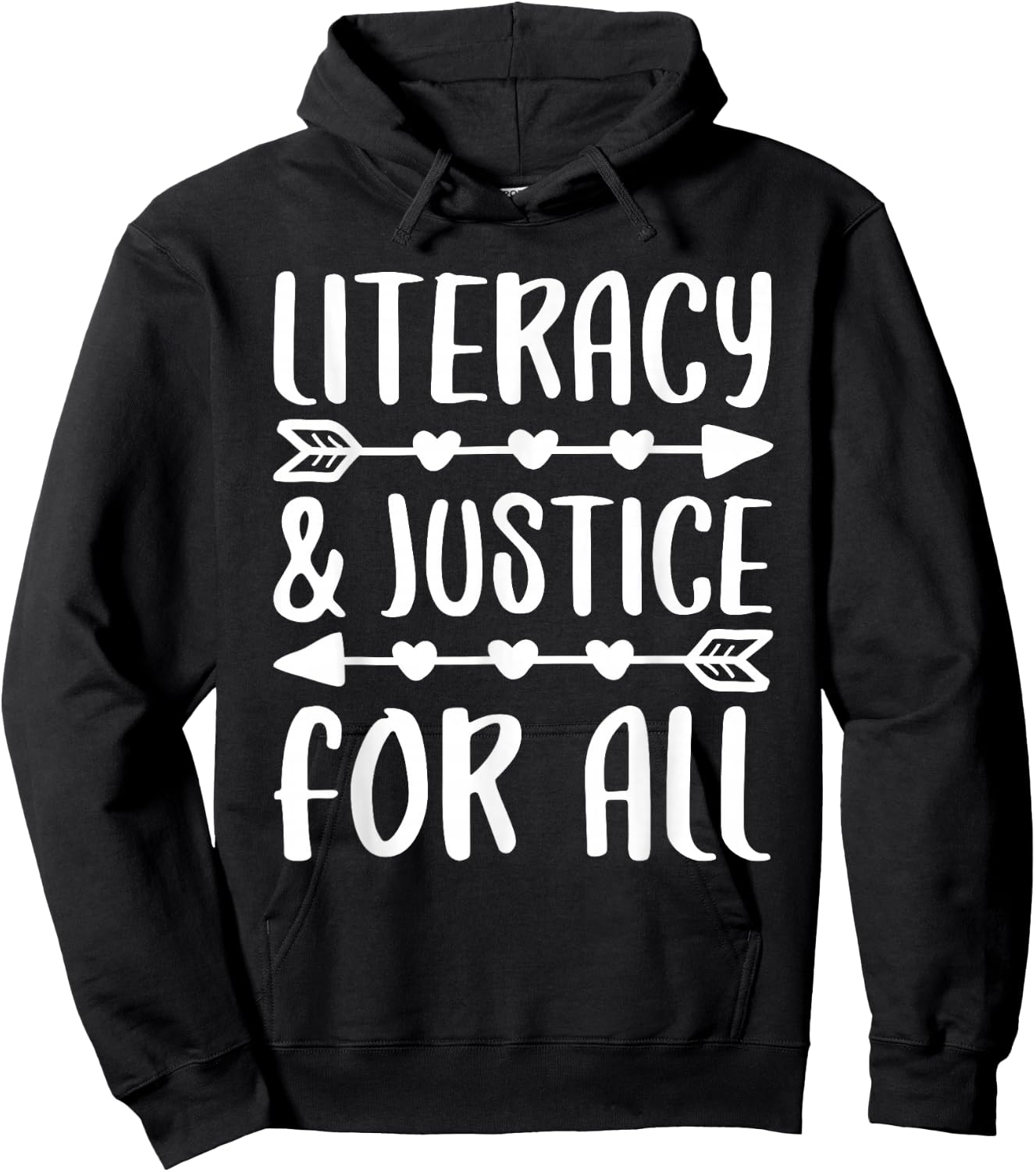 Literacy and Justice for All Shirt Librarian Social Justice Hoodie - Hoodie | Black