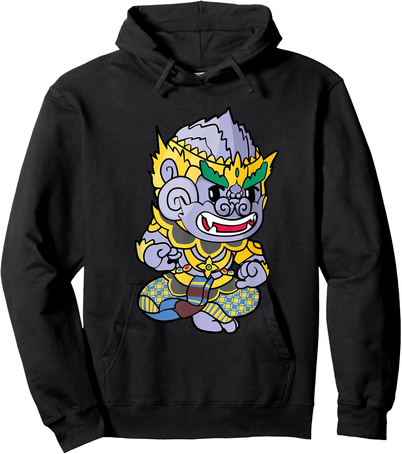 Cambodian Khmer Thai and Lao Hanuman Idol Monkey King Hero Hoodie - Hoodie | Black