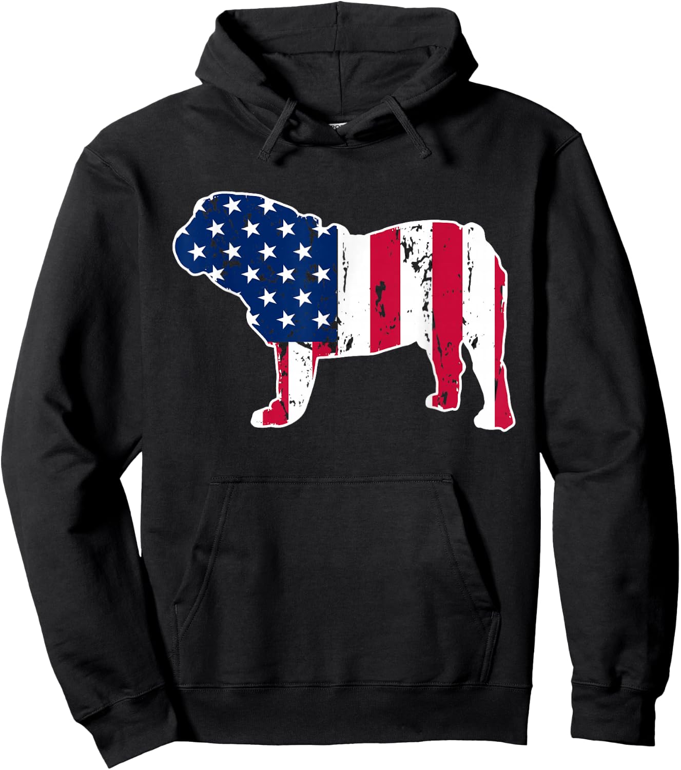 English Bulldog Dog Lovers American Flag 4th of July Hoodie - Hoodie | Black