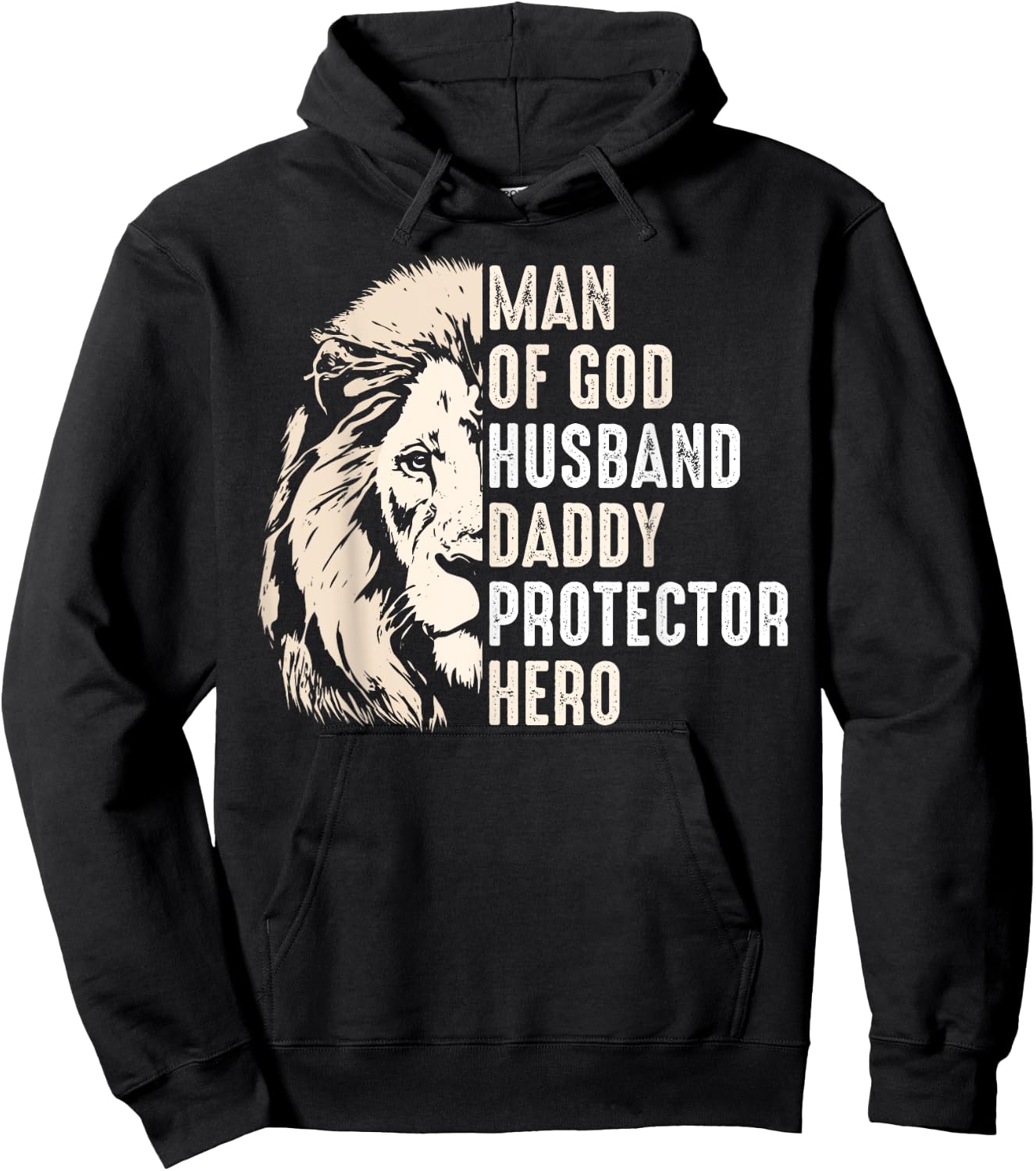 Man Of God Husband Daddy Protector Hero Lion Father's Day Hoodie - Hoodie | Black