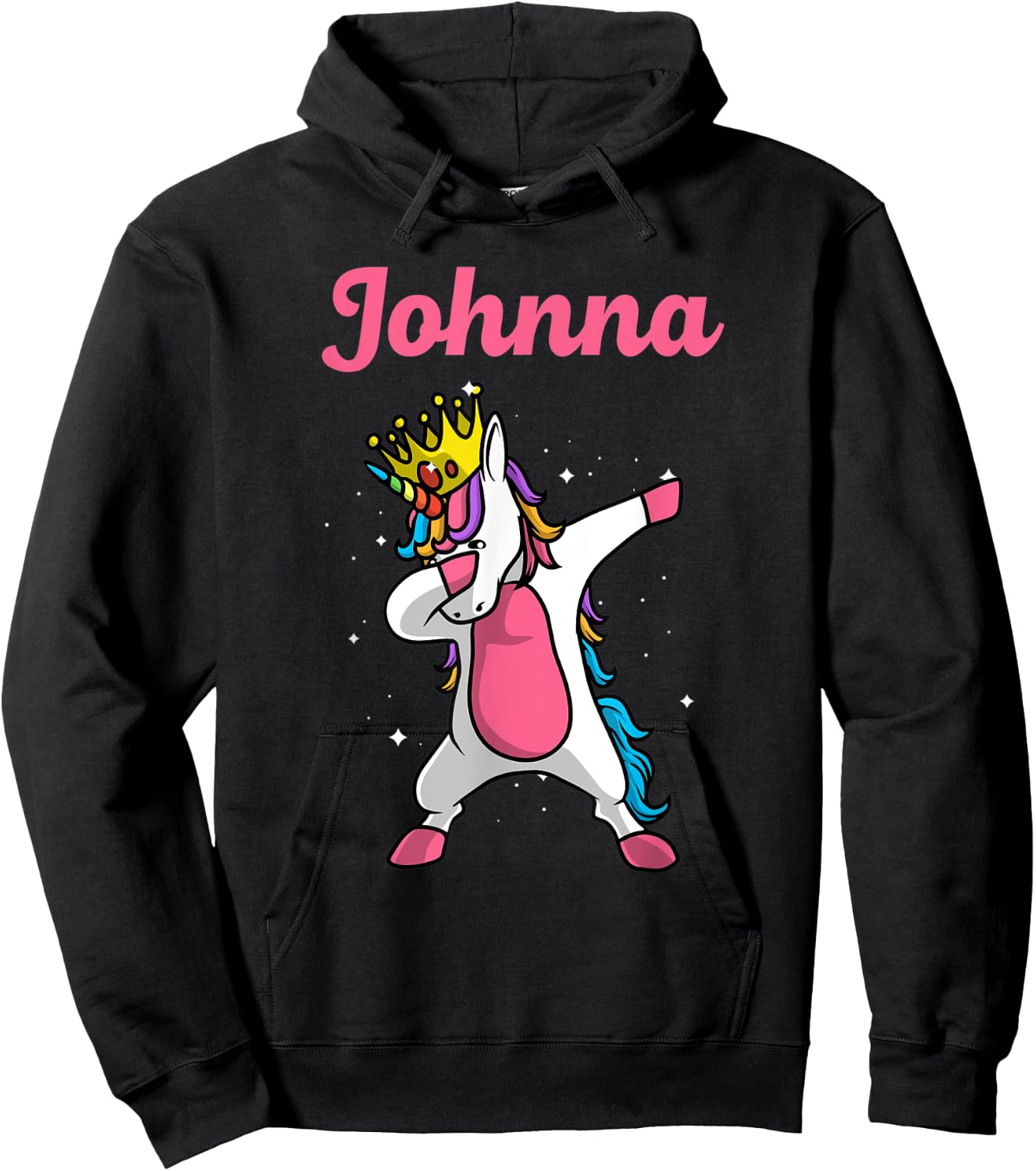 JOHNNA Name Personalized Birthday Dabbing Unicorn Queen Hoodie - Hoodie | Black