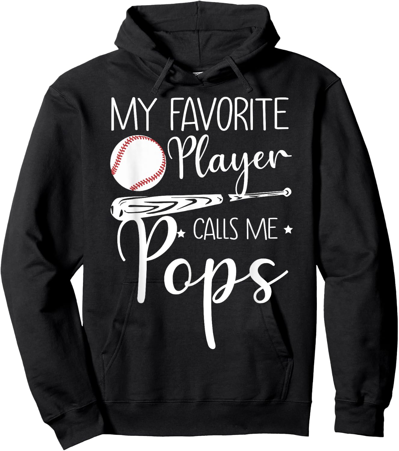 Baseball My Favorite Player Calls Me Pops Grandpa Gift Hoodie - Hoodie | Black