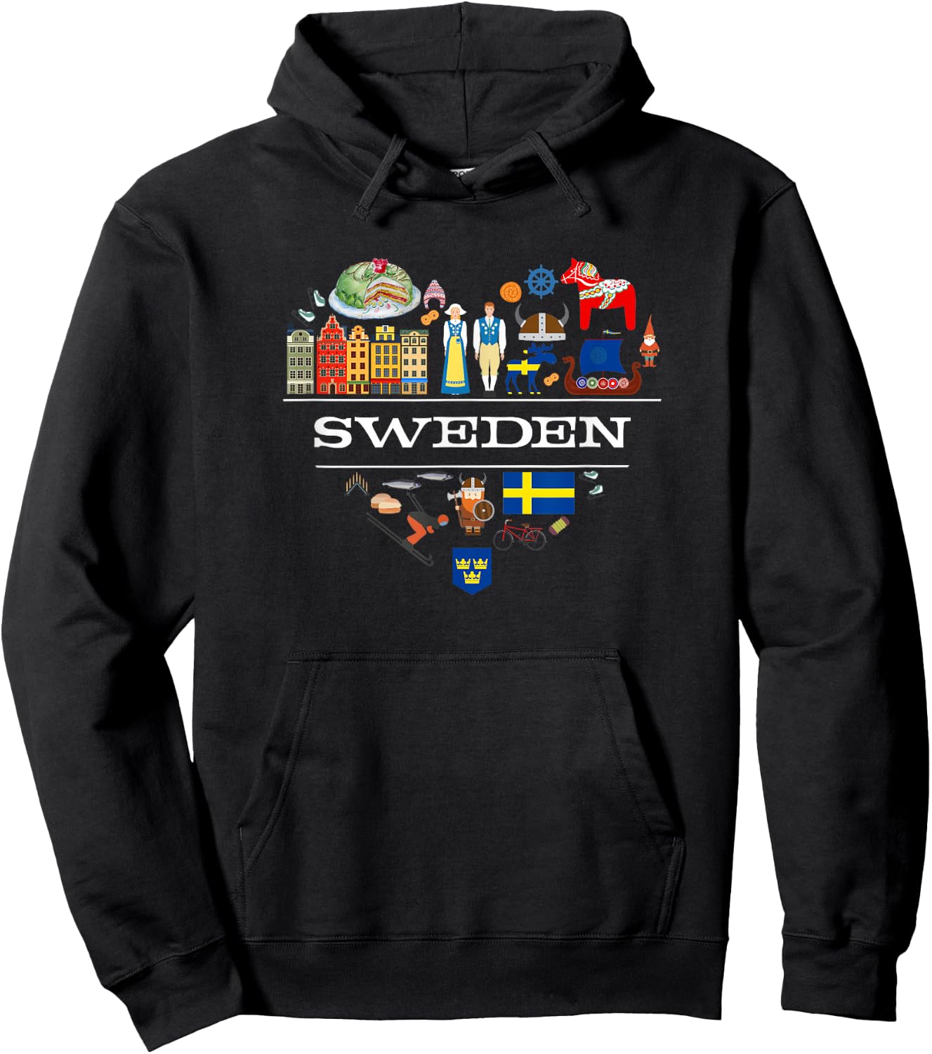 Swedish Heart Travel Gift Swedes Hoodie - Hoodie | Black