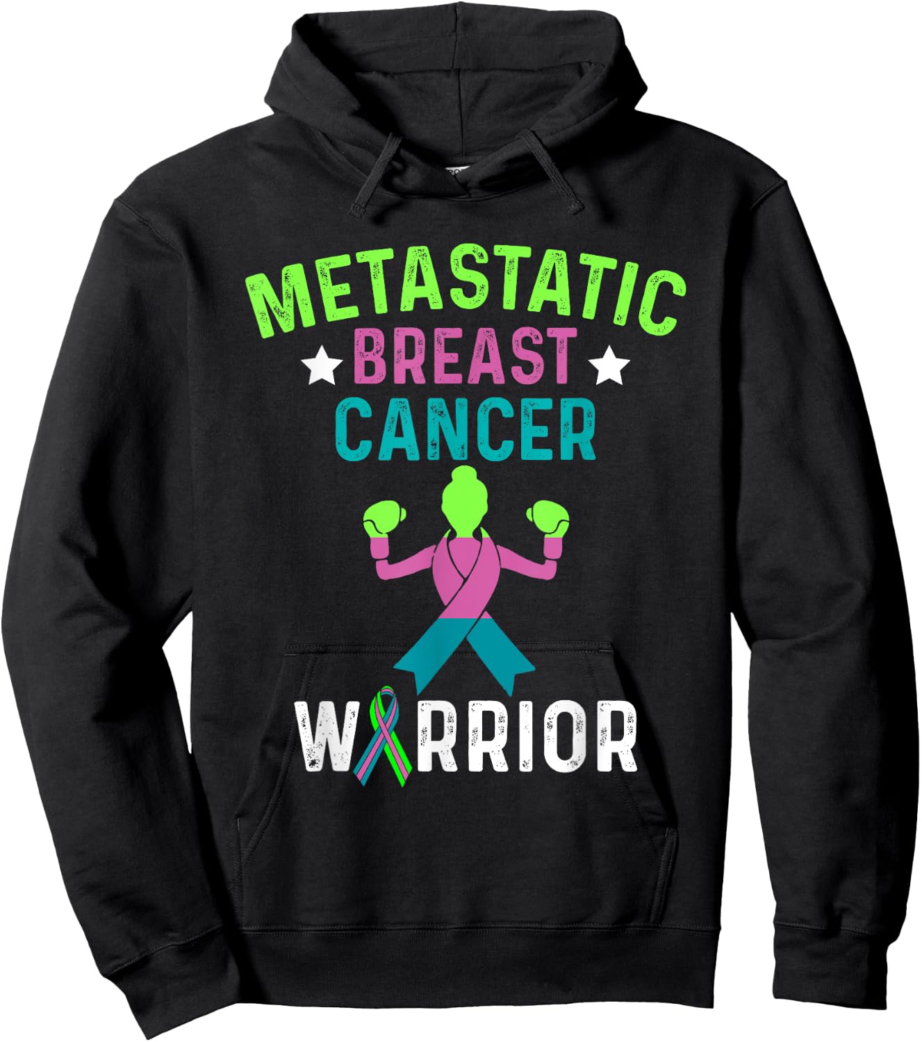 Metastatic Breast Cancer Awareness Tackling Warrior Hoodie - Hoodie | Black