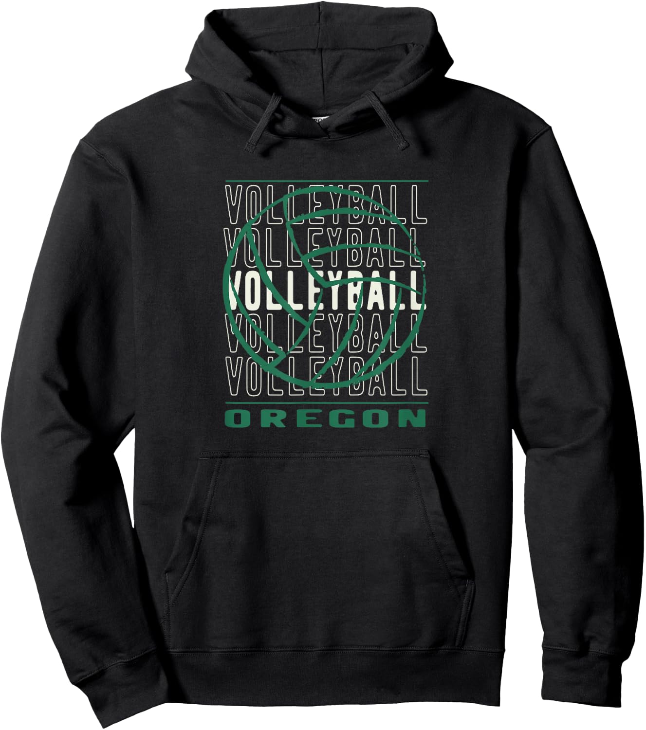 Volleyball Oregon Merch Oregon Volleyball - Black, -Adults, Small, Short Sleeve, Classic Fit, , Modern Graphic, Christmas, Graphic, Volleyball, Cotton Blend Hoodie - Hoodie | Black