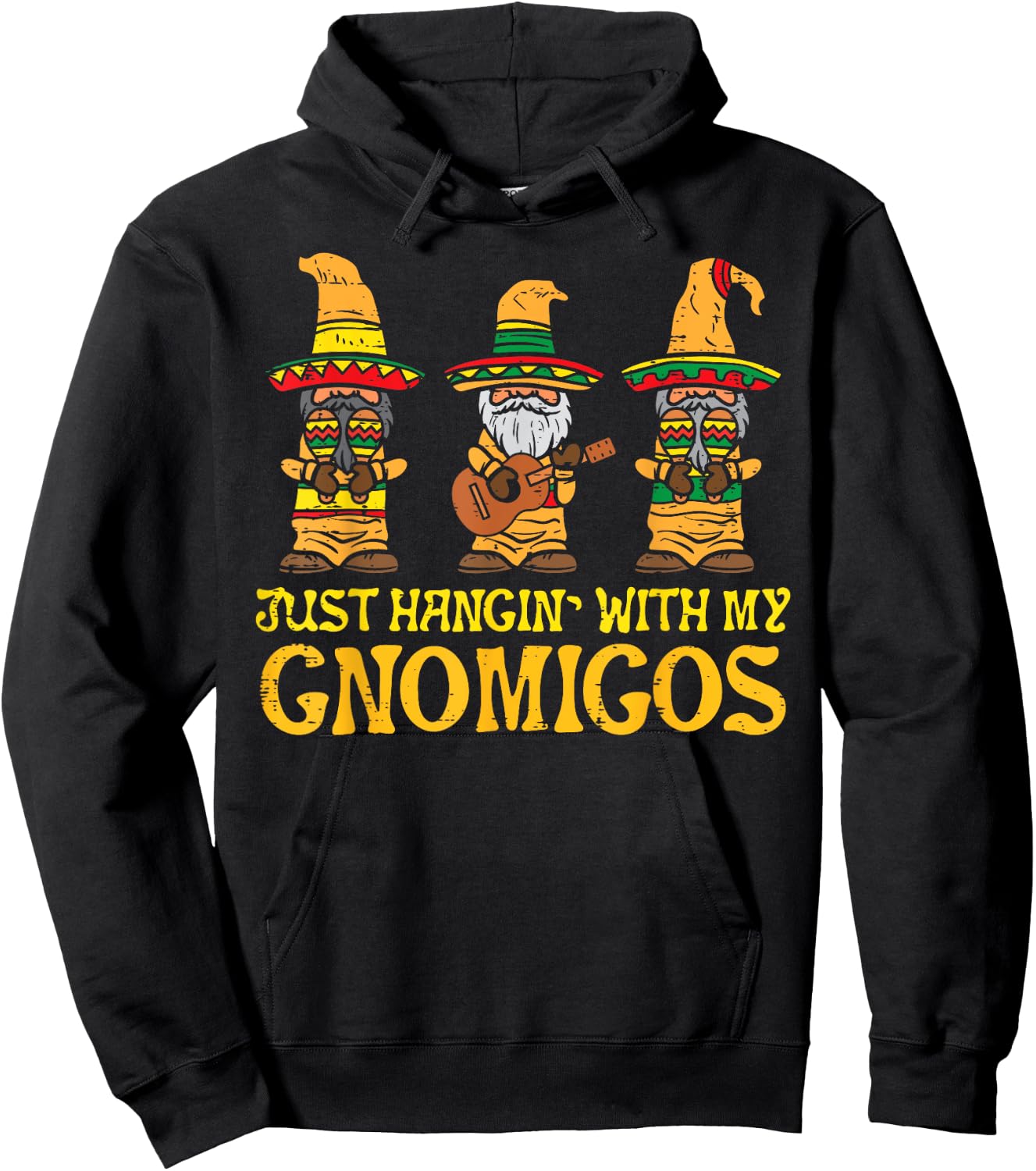 Hangin With My Gnomigos Funny Cinco De Mayo Gnome Amigos Hoodie - Hoodie | Black