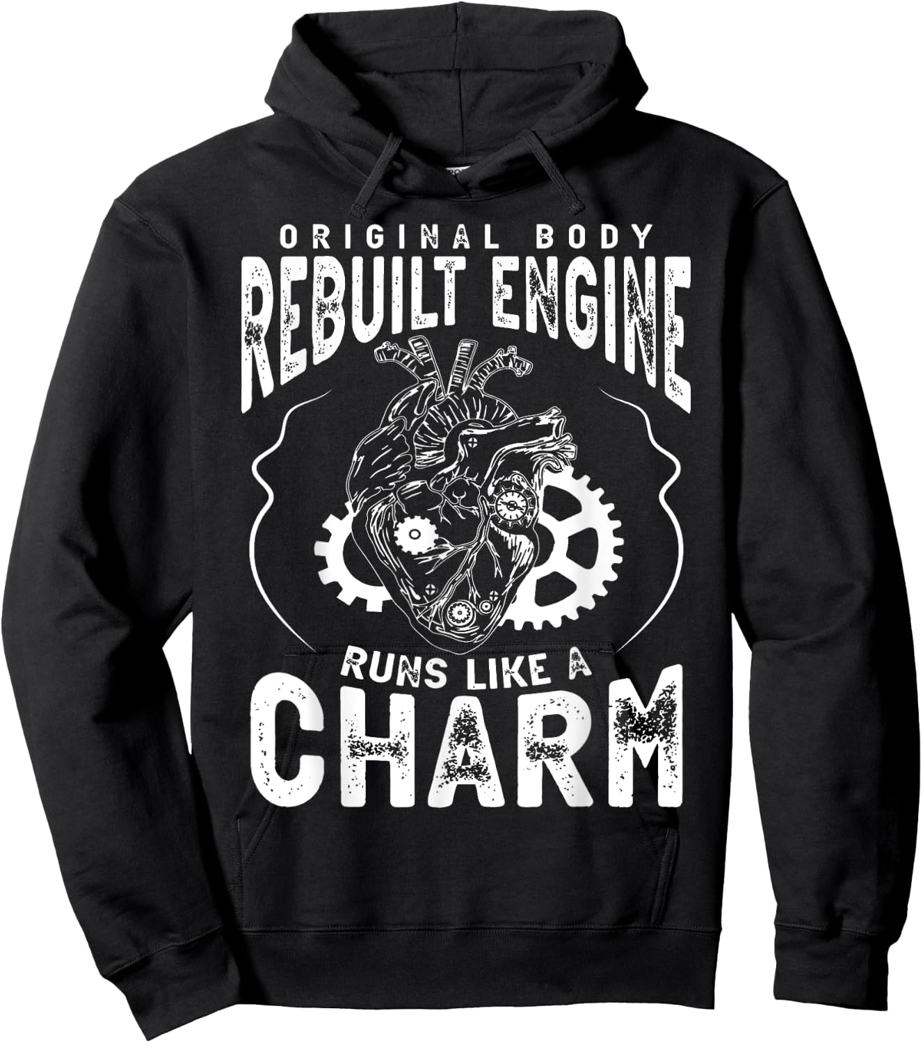 Original Body Rebuilt Engine Runs Like A Charm Heart Attack Hoodie - Hoodie | Black
