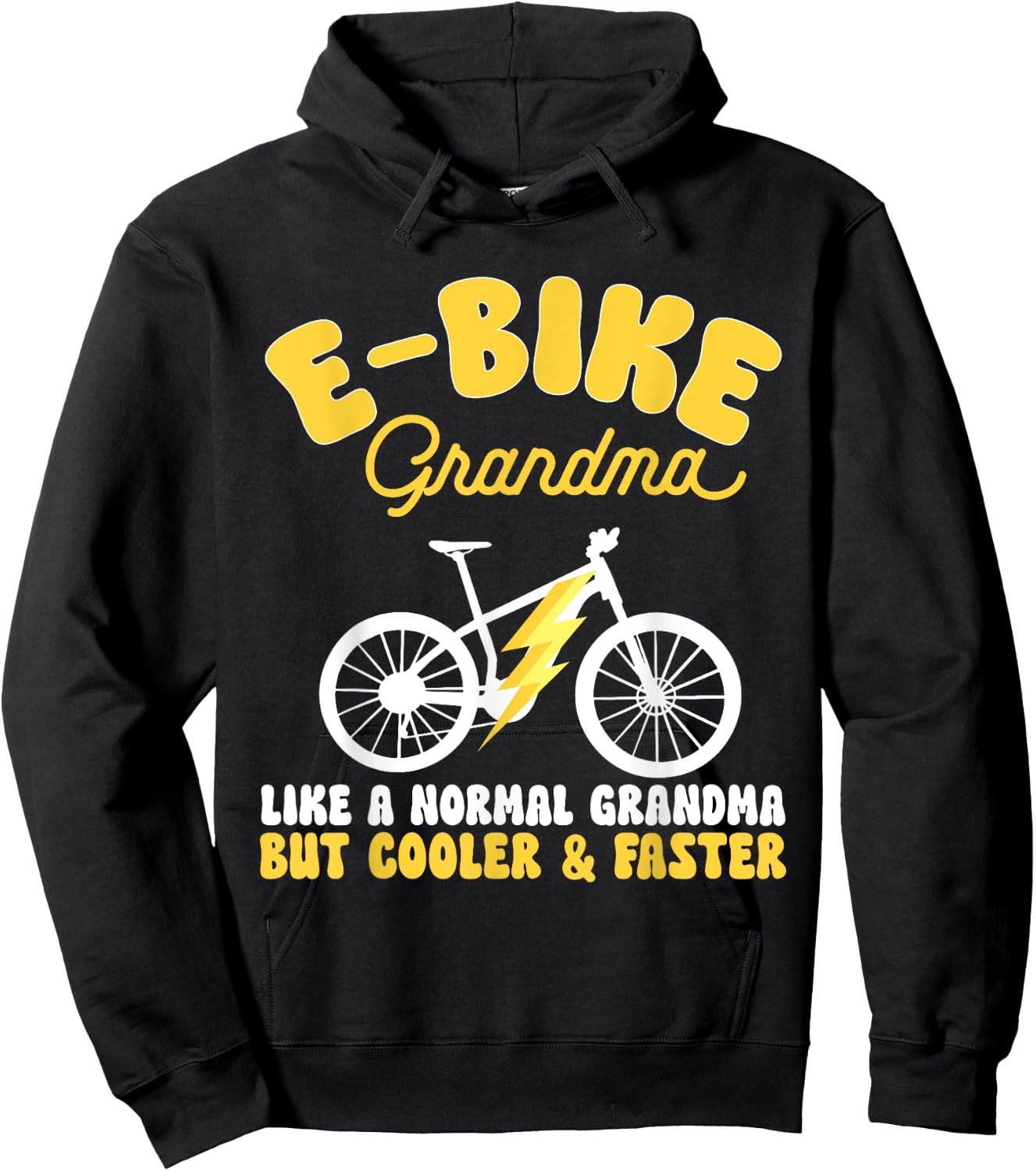 Electric Bike Cycling Biker E-Bike Grandma , Small, Black Hoodie - Hoodie | Black
