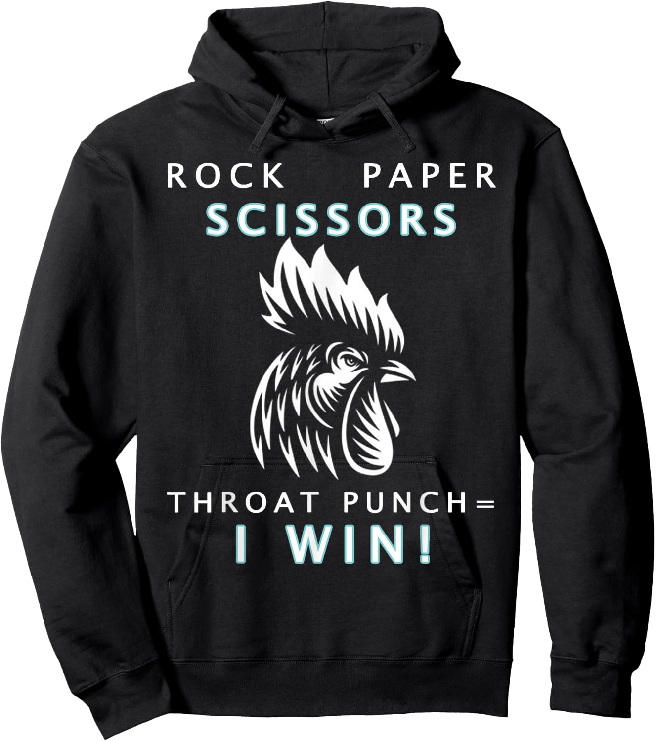 Rock Paper Scissor Throat Punch I Win Chicken Hoodie - Hoodie | Black