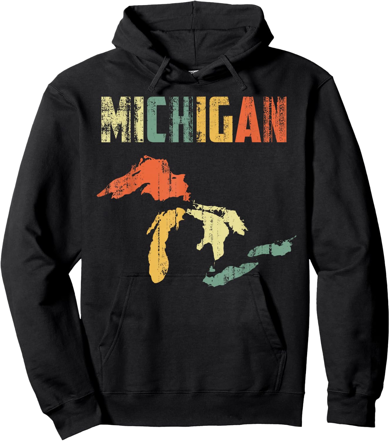 The Great Lakes Largest Water Retro Color Michigan MI Pride Small Hoodie - Hoodie | Black