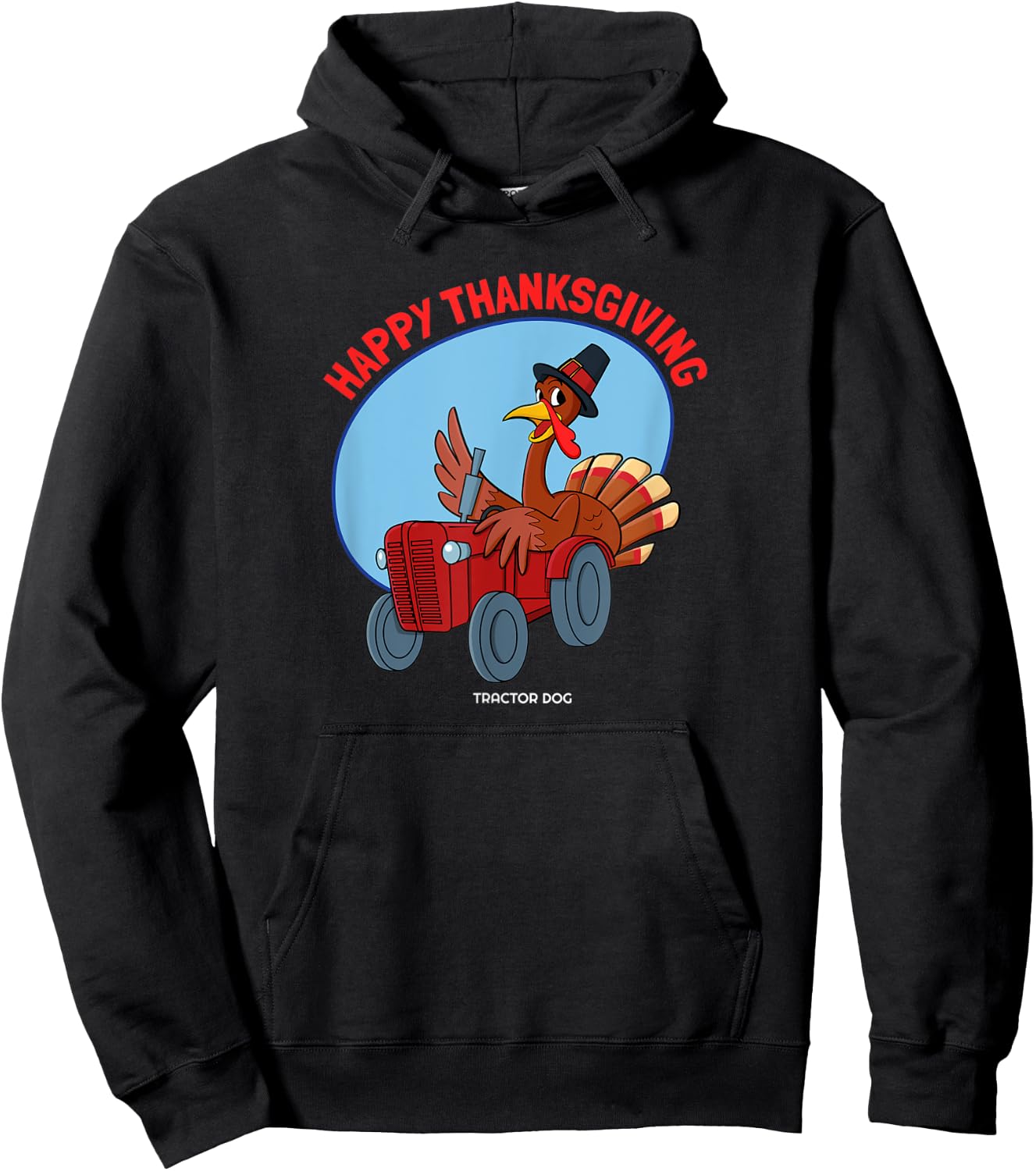 Happy Thanksgiving Turkey Driving a Tractor Hoodie - Hoodie | Black