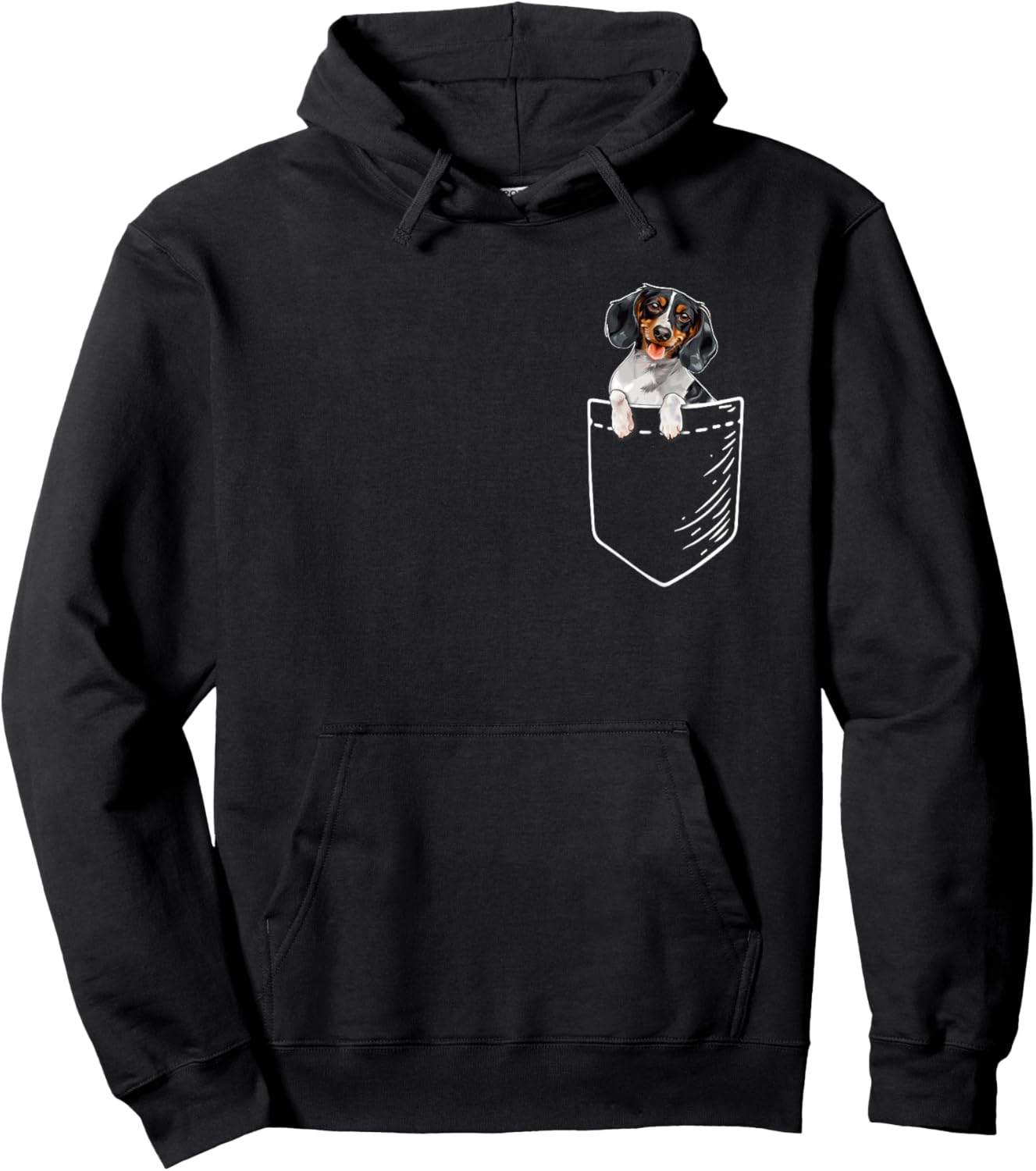 Funny Kids Pocket Piebald Dachshund Lover Hoodie - Hoodie | Black