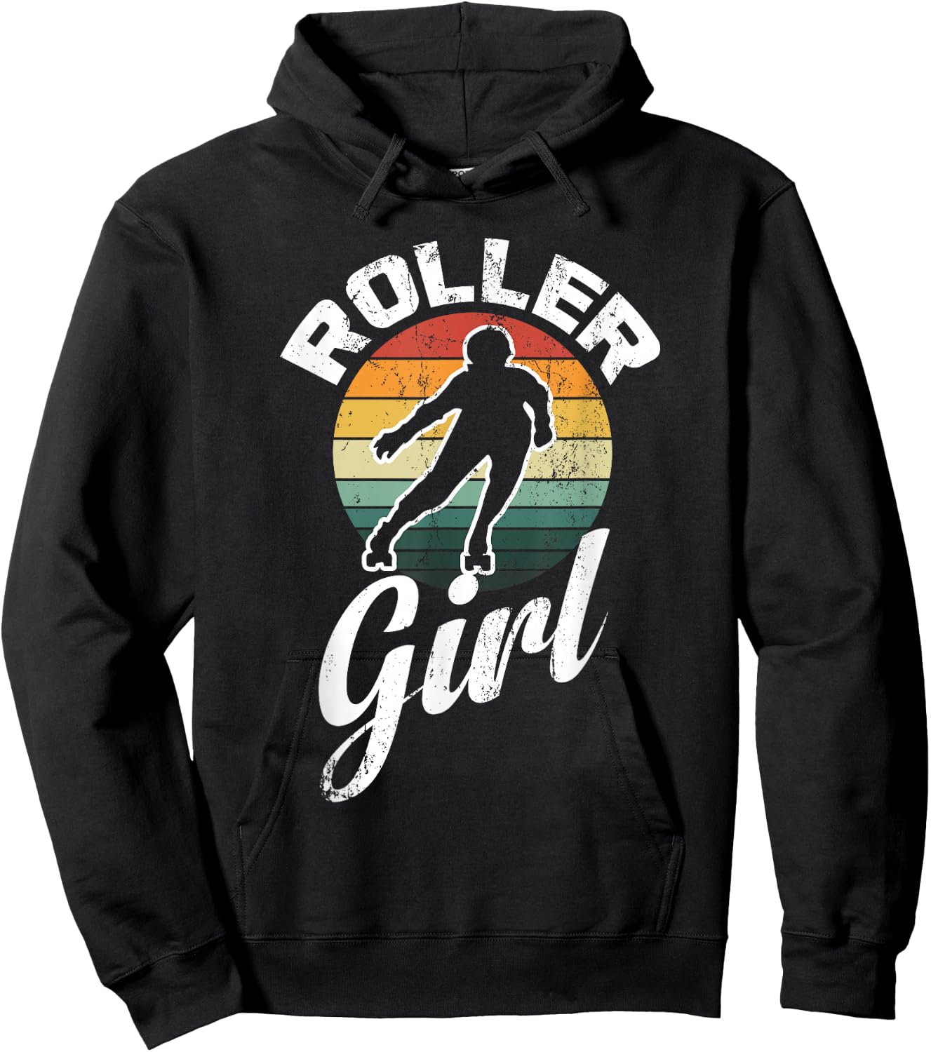 Funny Roller Girl Skating Derby 70's 80's Retro Skater Gifts Hoodie - Hoodie | Black