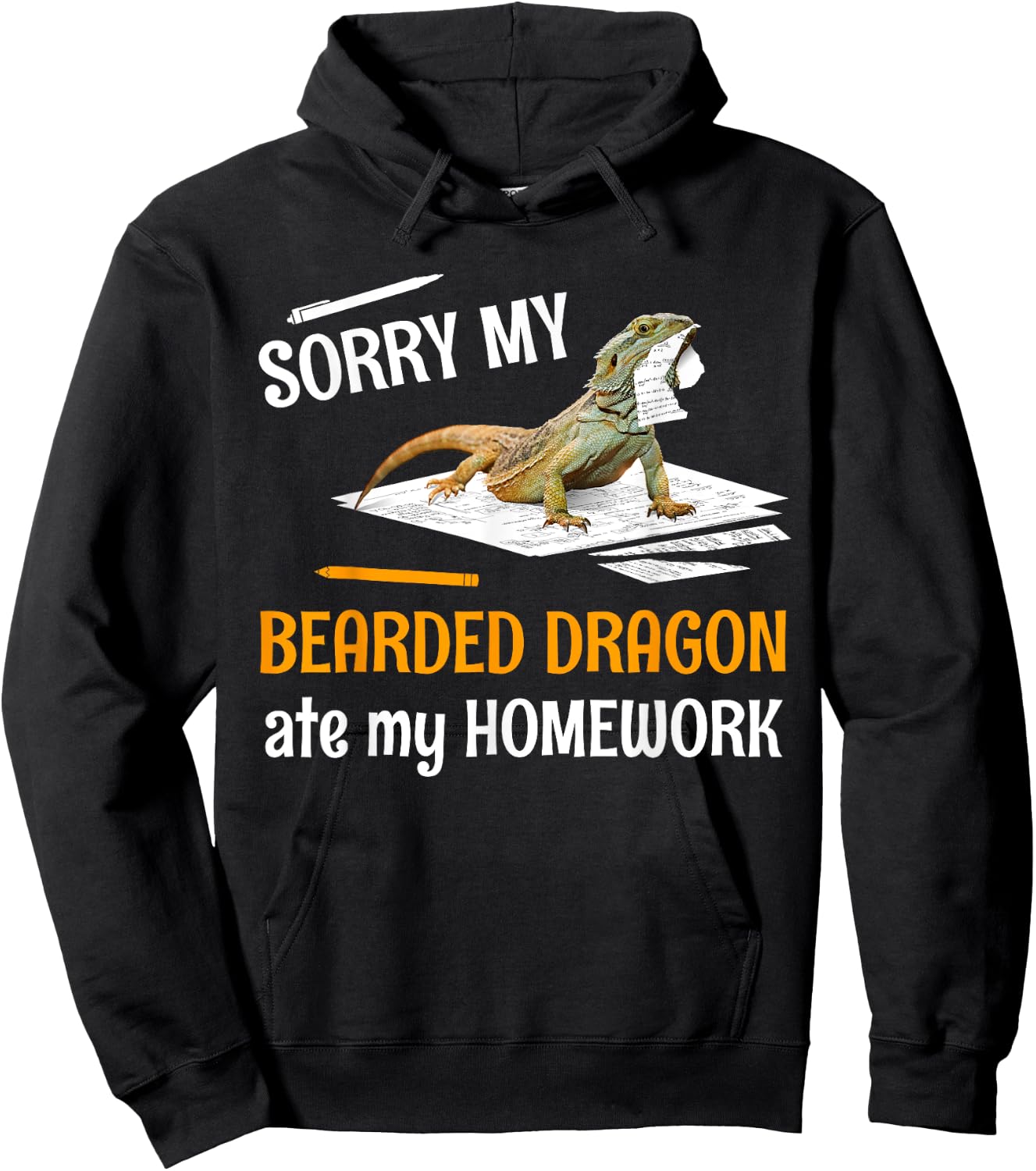 Sorry My Bearded Dragon Ate My Homework Teacher Student Women Kids Hoodie - Hoodie | Black