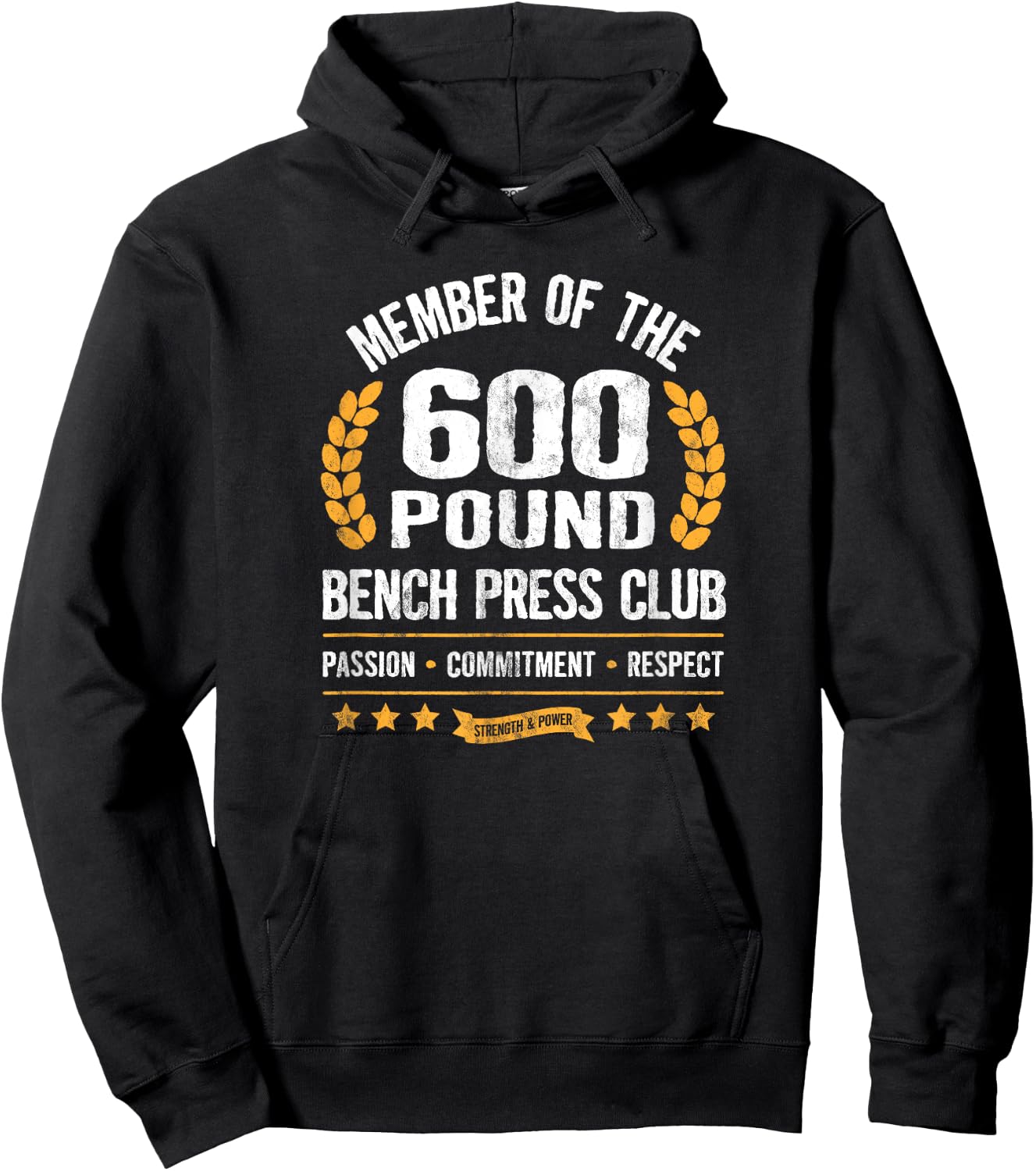 600 Pound Bench Press Club Strong Men Women Gym Hoodie - Hoodie | Black