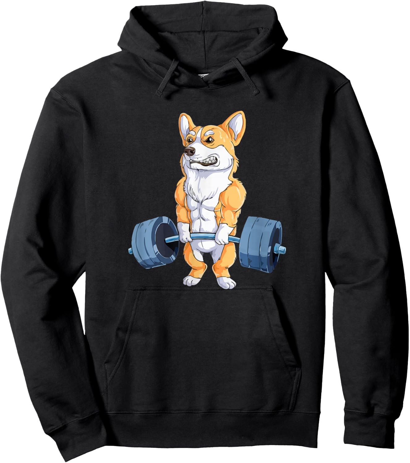 Buff Power Lifting Corgi Bodybuilder. Hoodie - Hoodie | Black