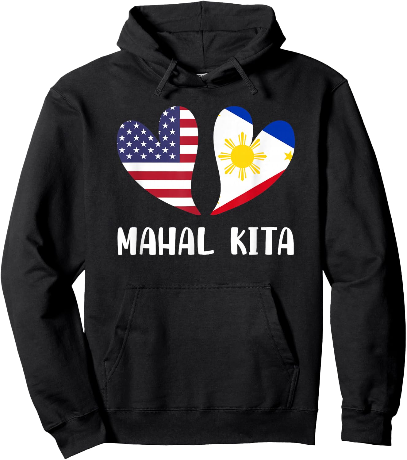 Mahal Kita Filipino American Lovers Pilipinas USA Small Hoodie - Hoodie | Black