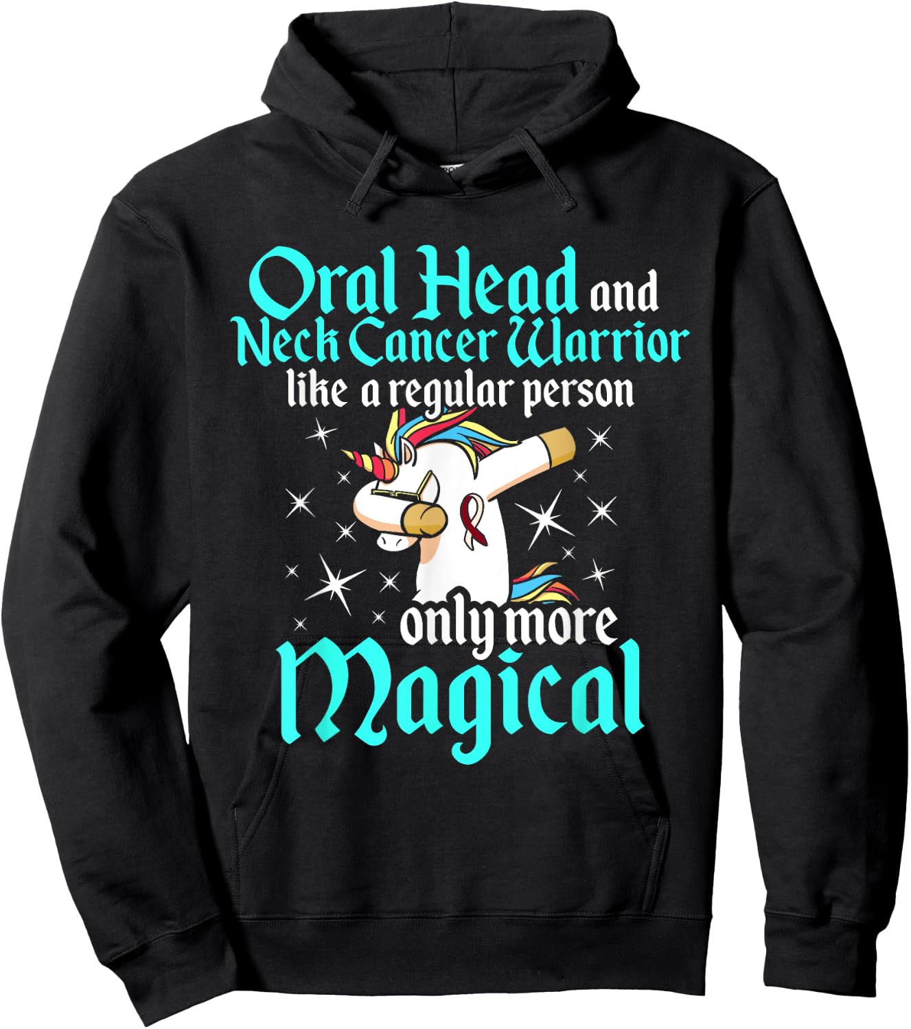 Oral Head Neck Cancer Survivor Unicorns Awareness Warrior Hoodie - Hoodie | Black